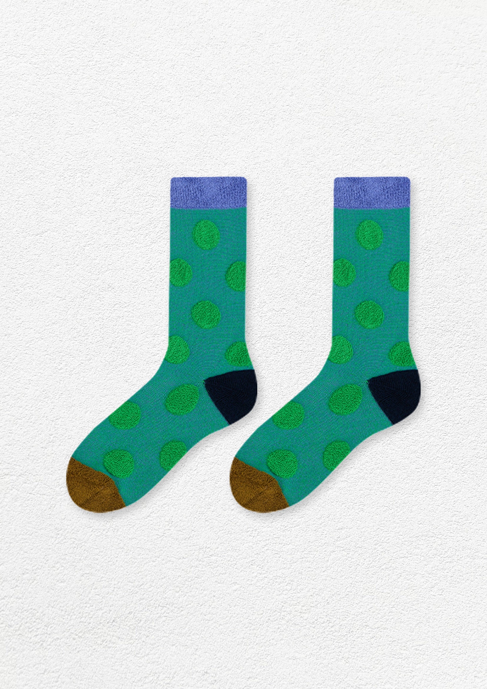 Terry polka dot mid-calf sock - sea green