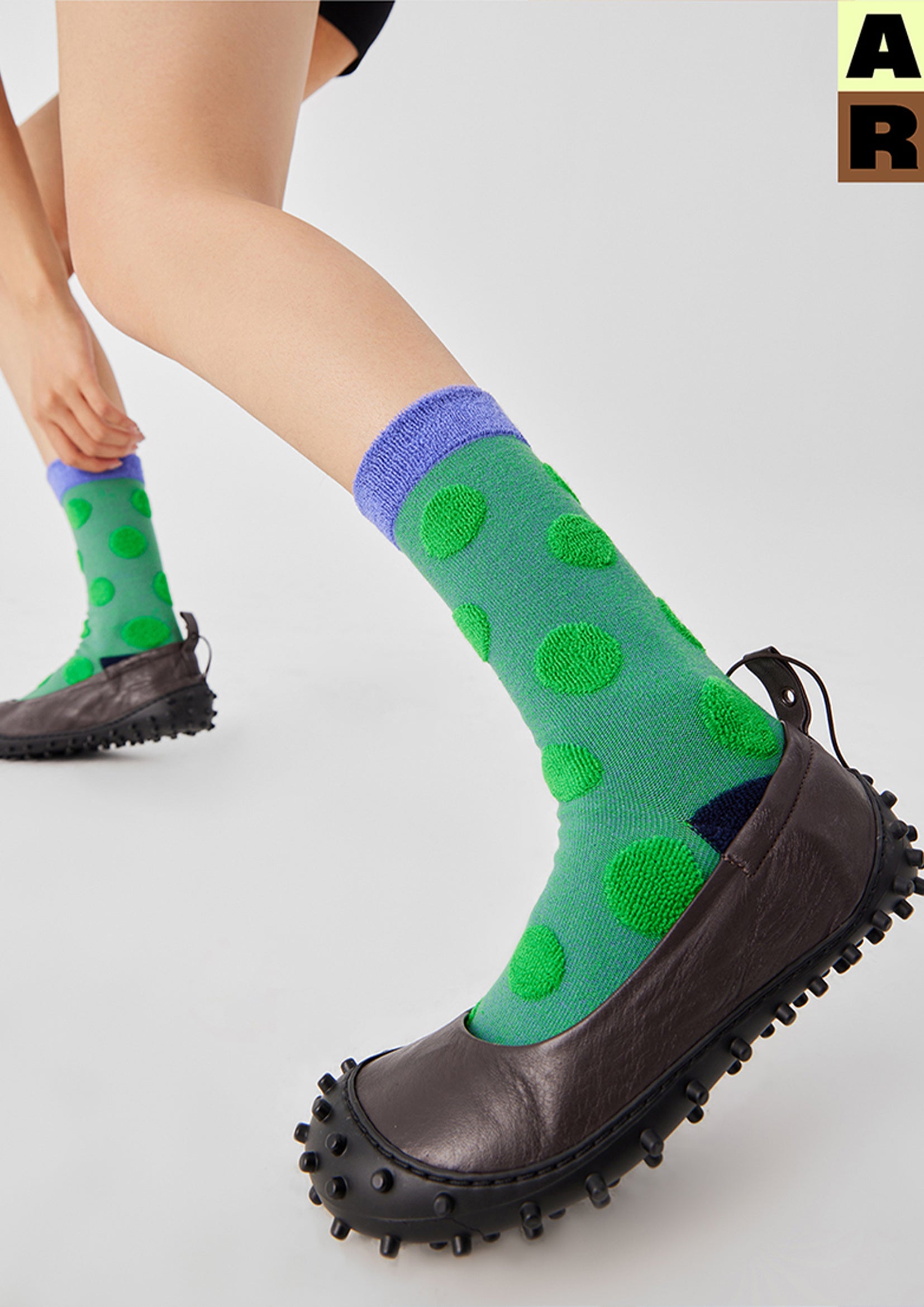 Terry polka dot mid-calf sock - sea green