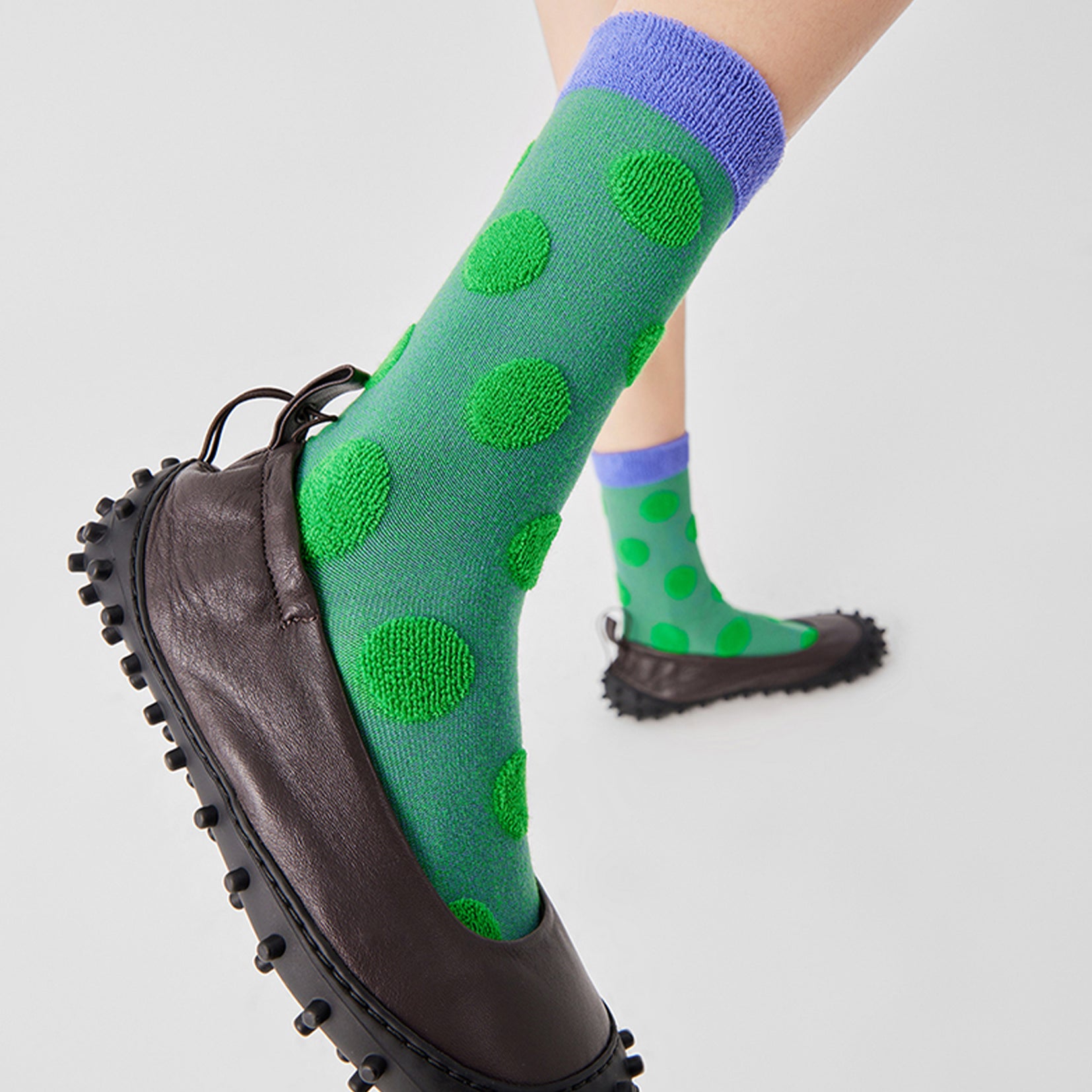 Terry polka dot mid-calf sock - sea green