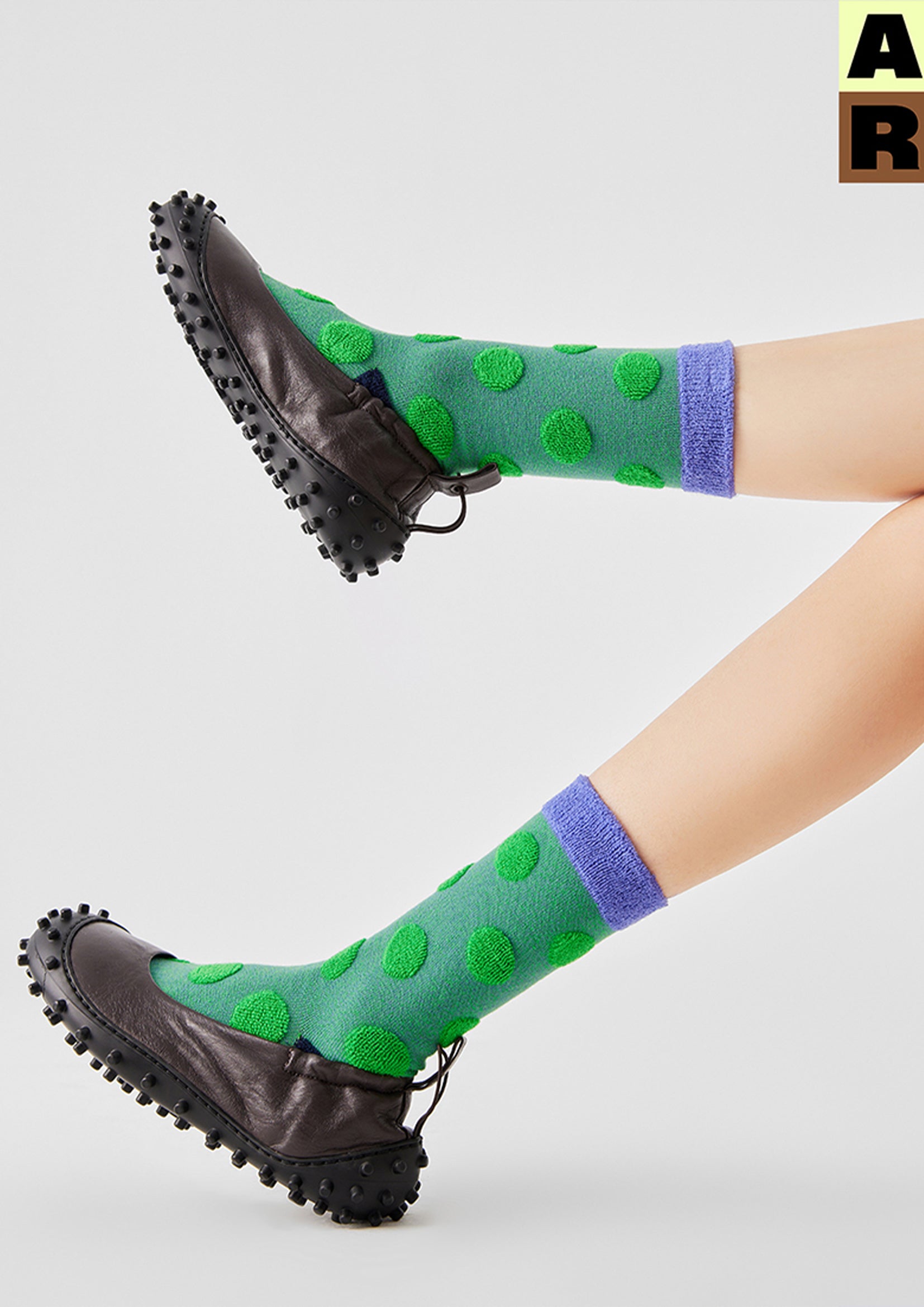 Terry polka dot mid-calf sock - sea green