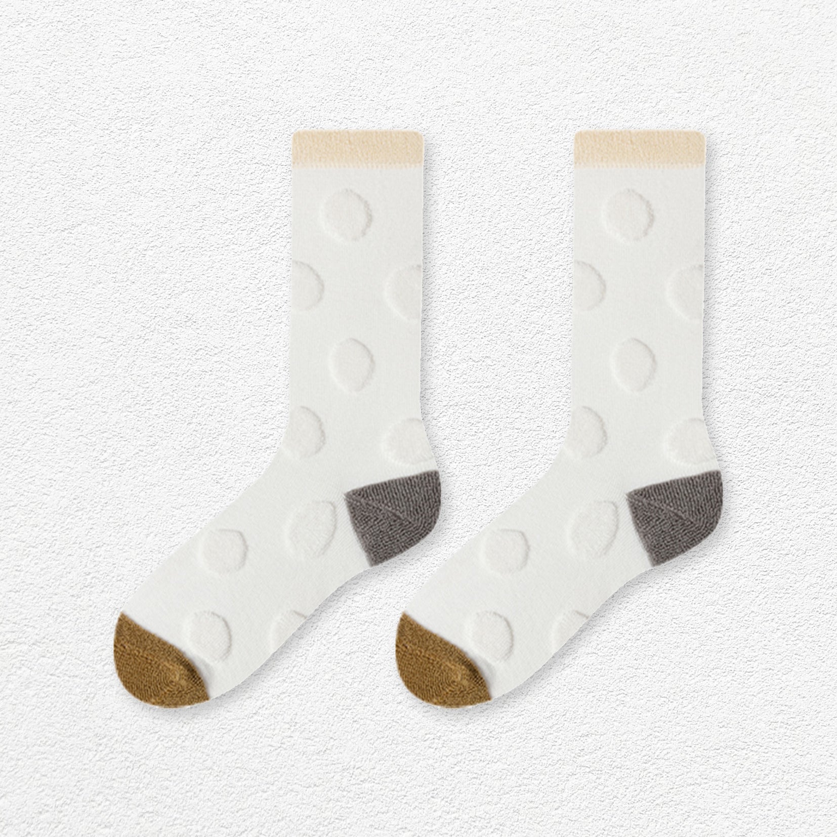 Terry polka dot mid-calf sock - cloud white