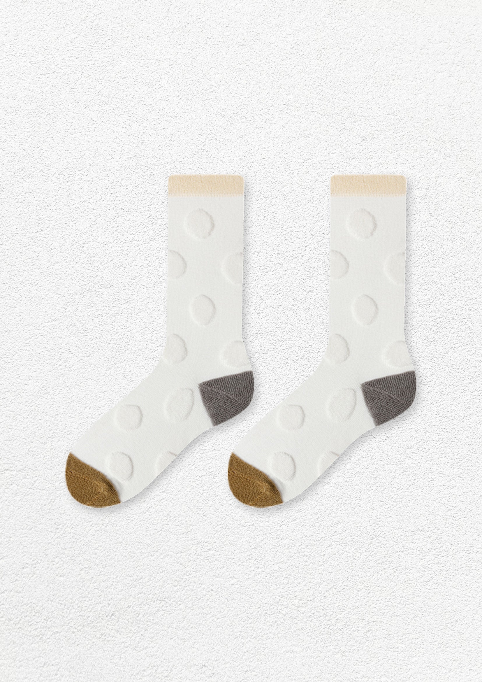 Terry polka dot mid-calf sock - cloud white