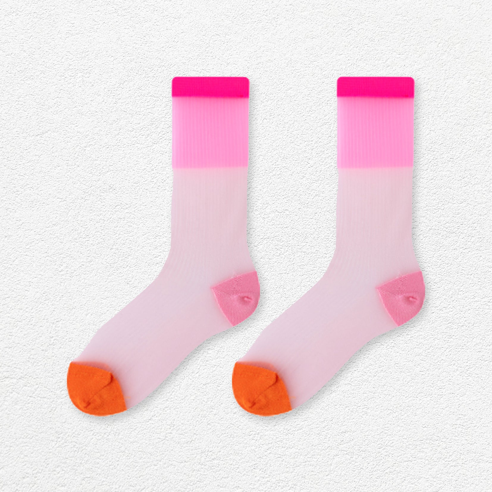 Spliced colour block sheer mid-calf sock - pink