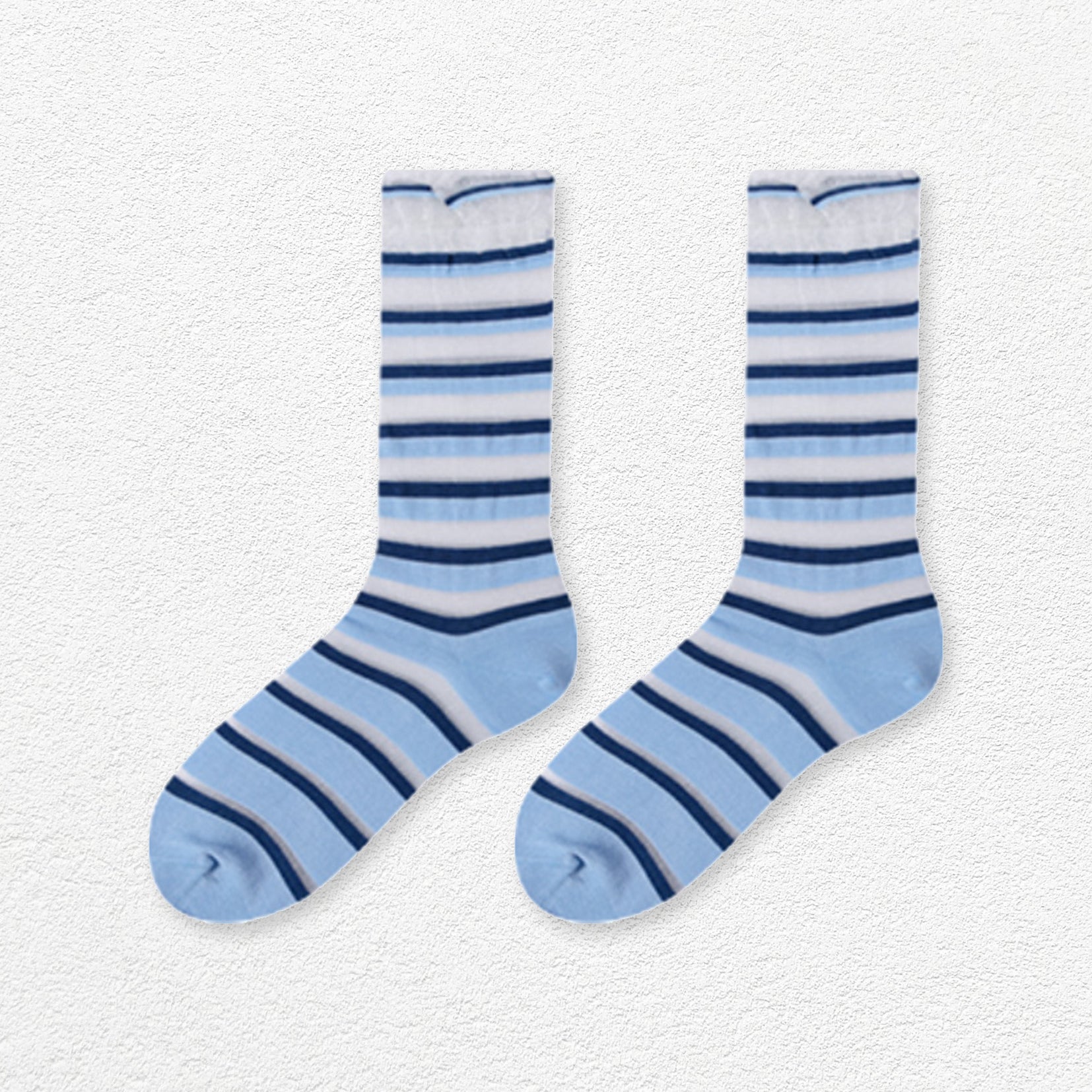 Striped sheer mid-calf sock - Maya blue