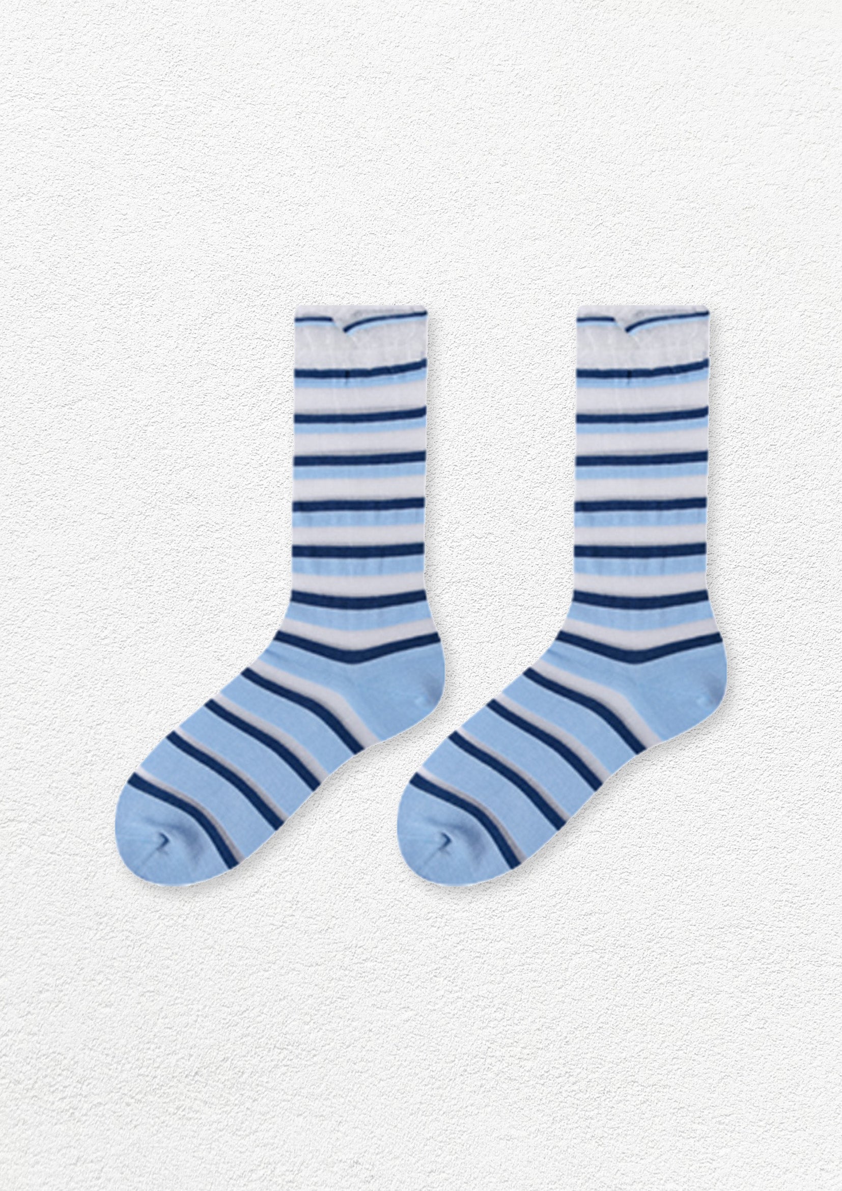 Striped sheer mid-calf sock - Maya blue