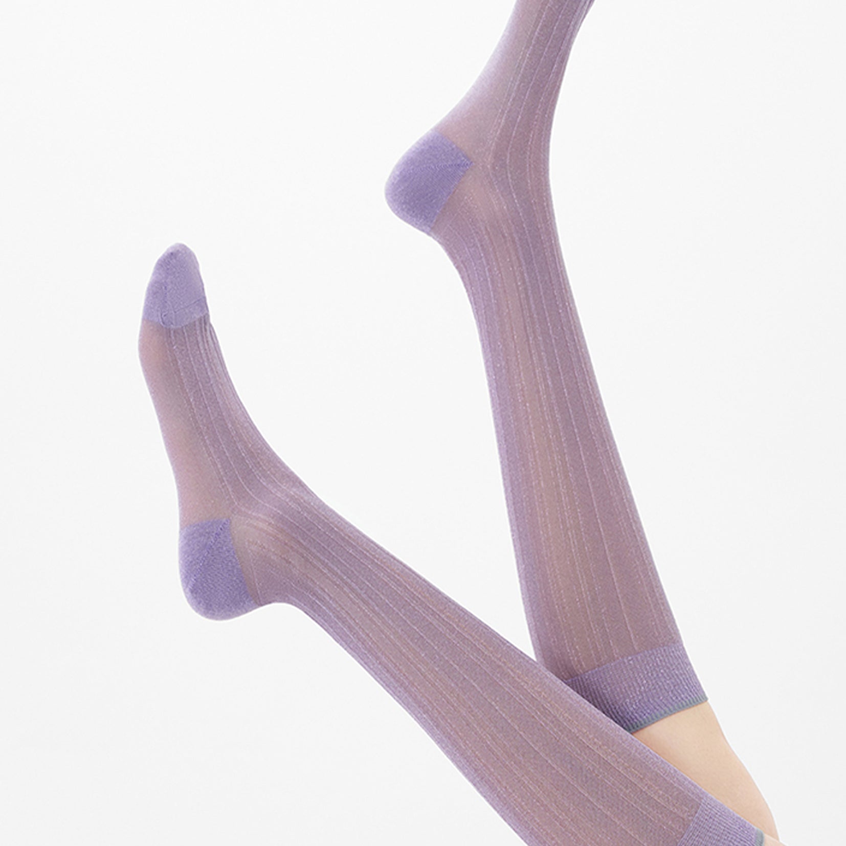 Glitter sheer over-the-calf sock - lavender