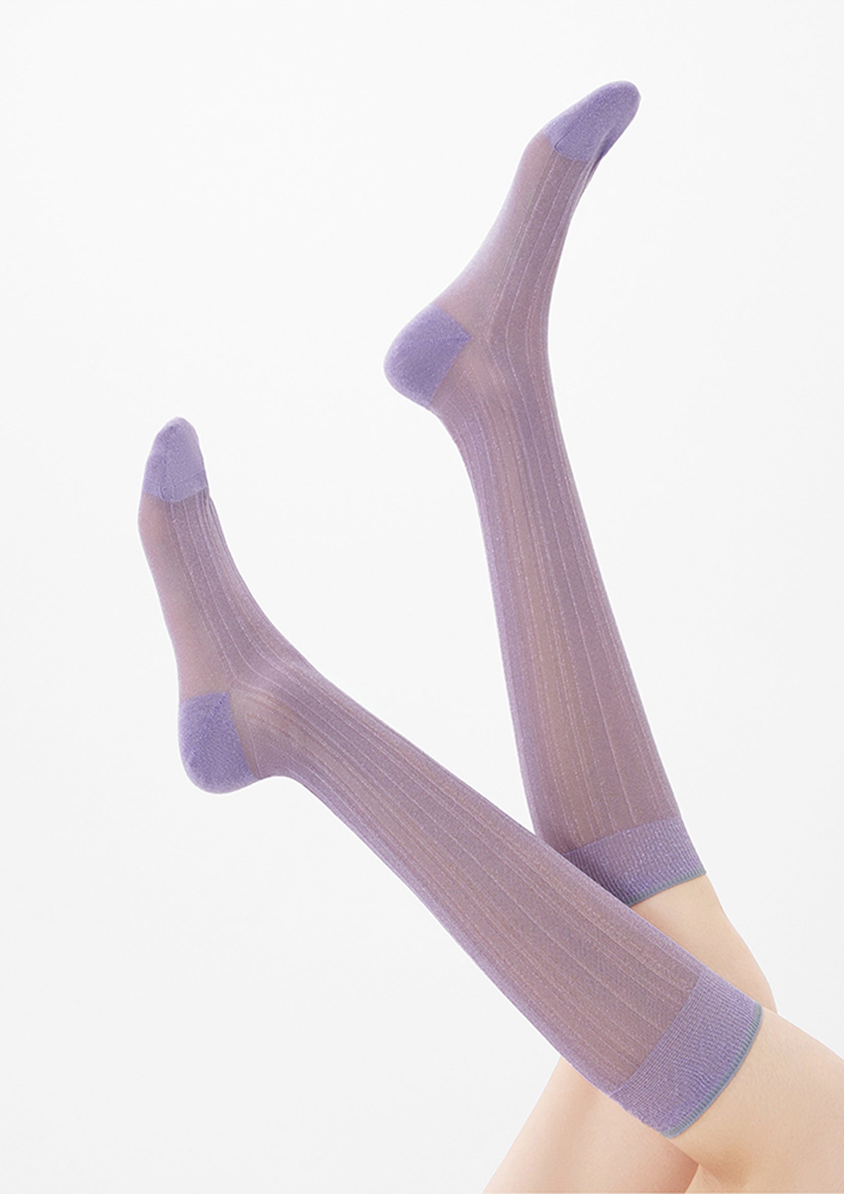 Glitter sheer over-the-calf sock - lavender