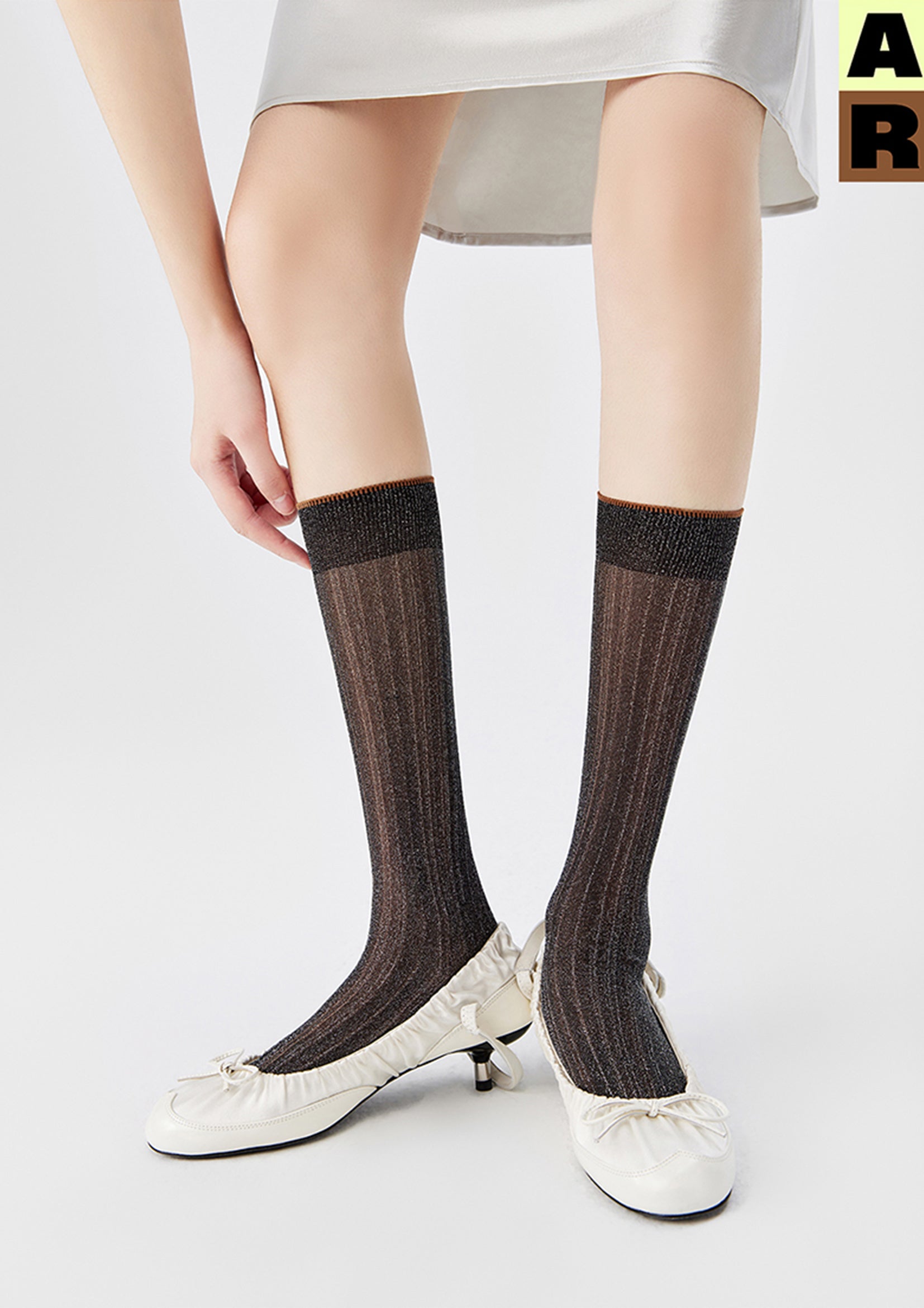 Glitter sheer over-the-calf sock - black