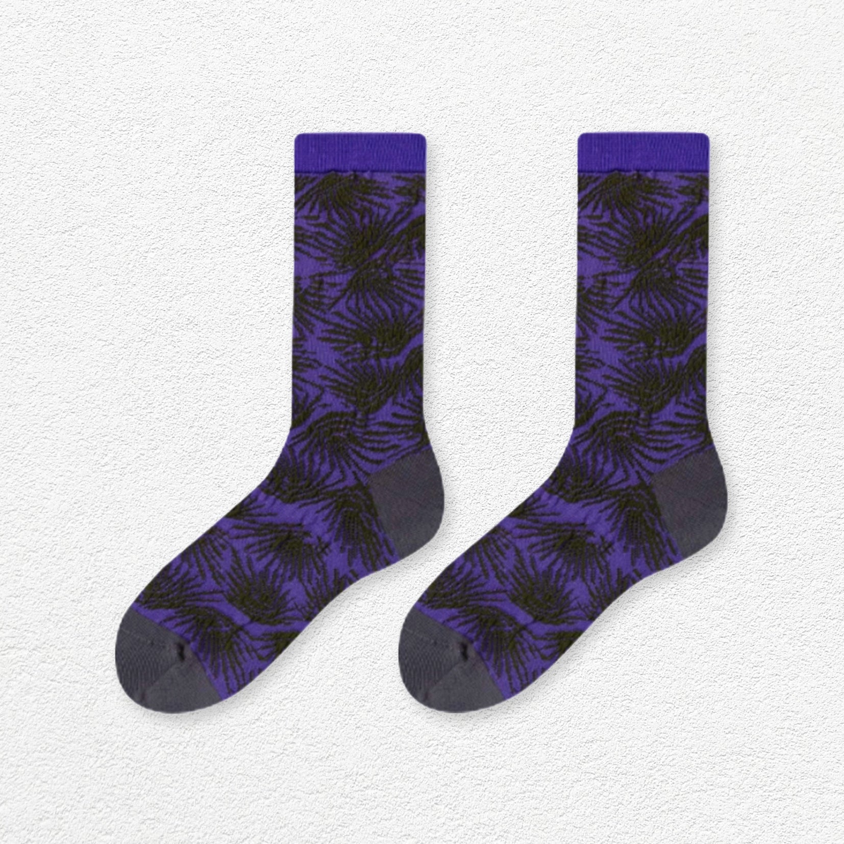Floral mid-calf socks - purple
