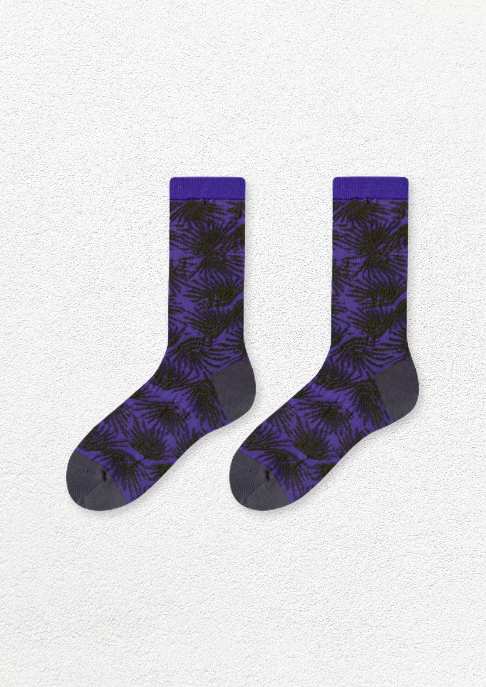 Floral mid-calf socks - purple