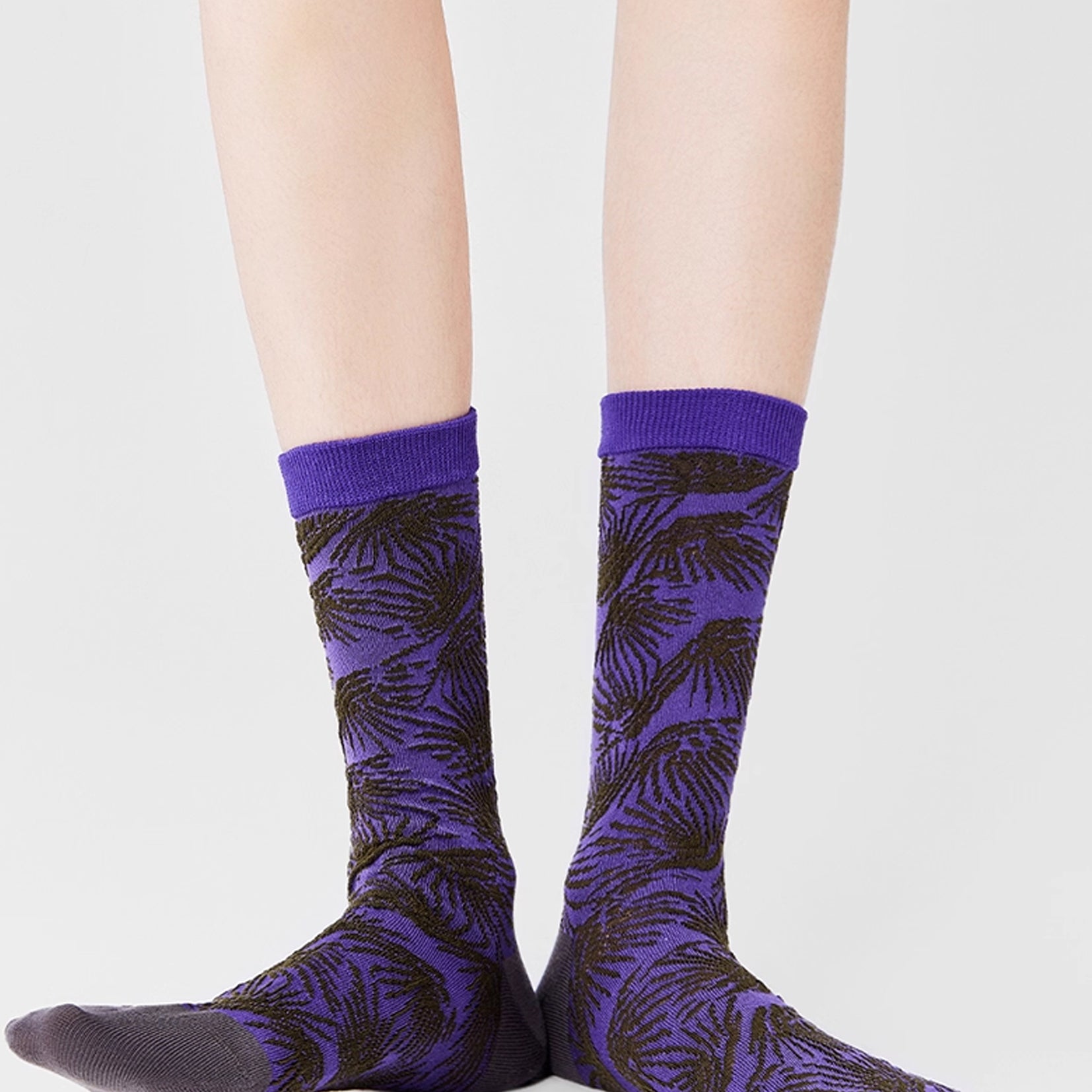 Floral mid-calf socks - purple