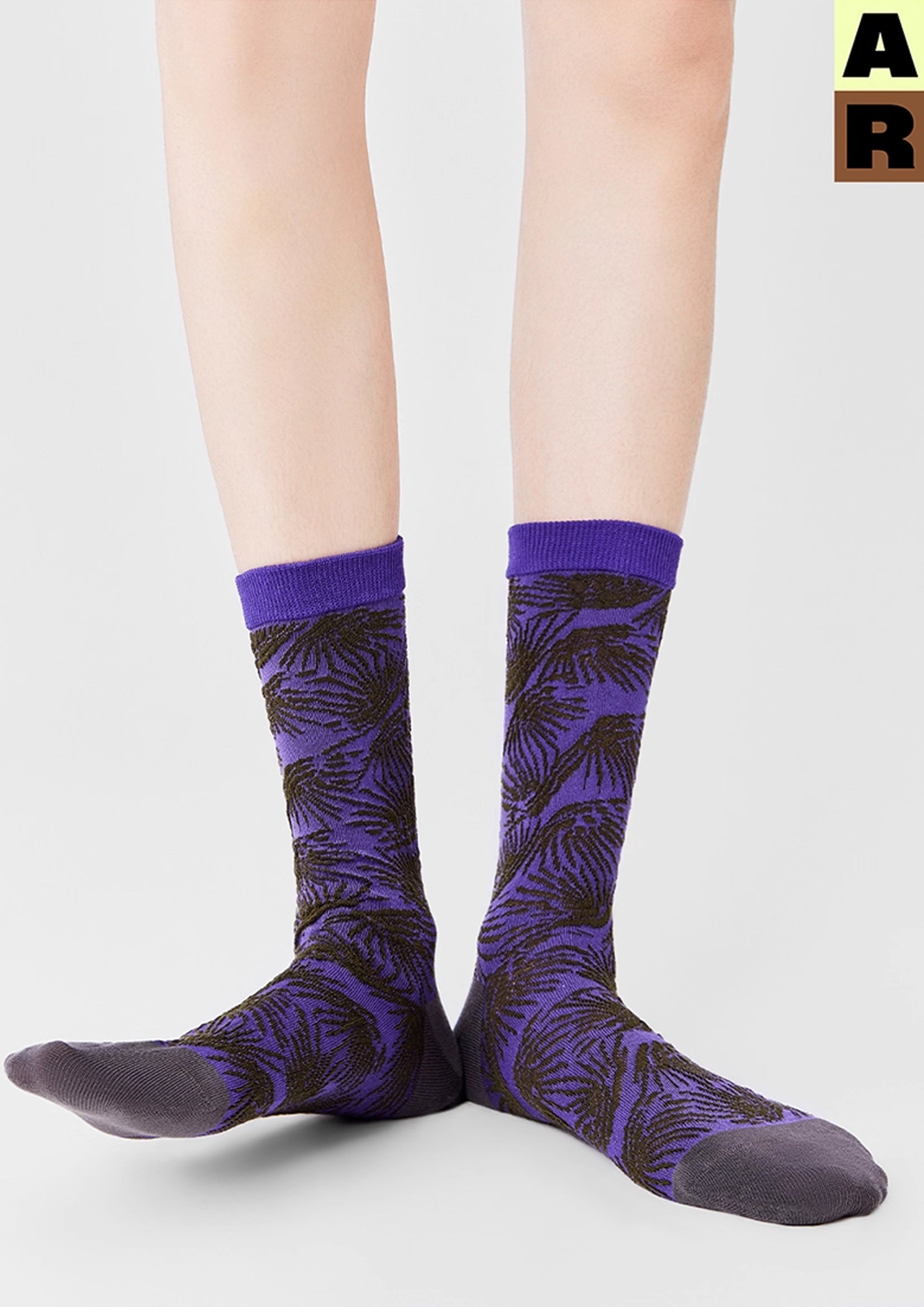 Floral mid-calf socks - purple