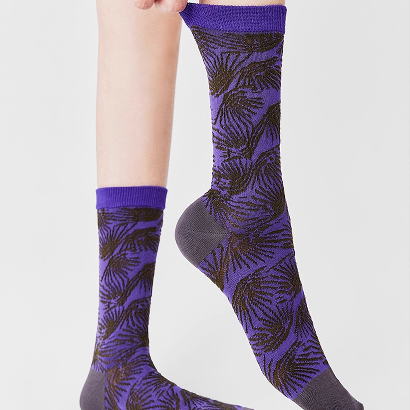 Floral mid-calf socks - purple