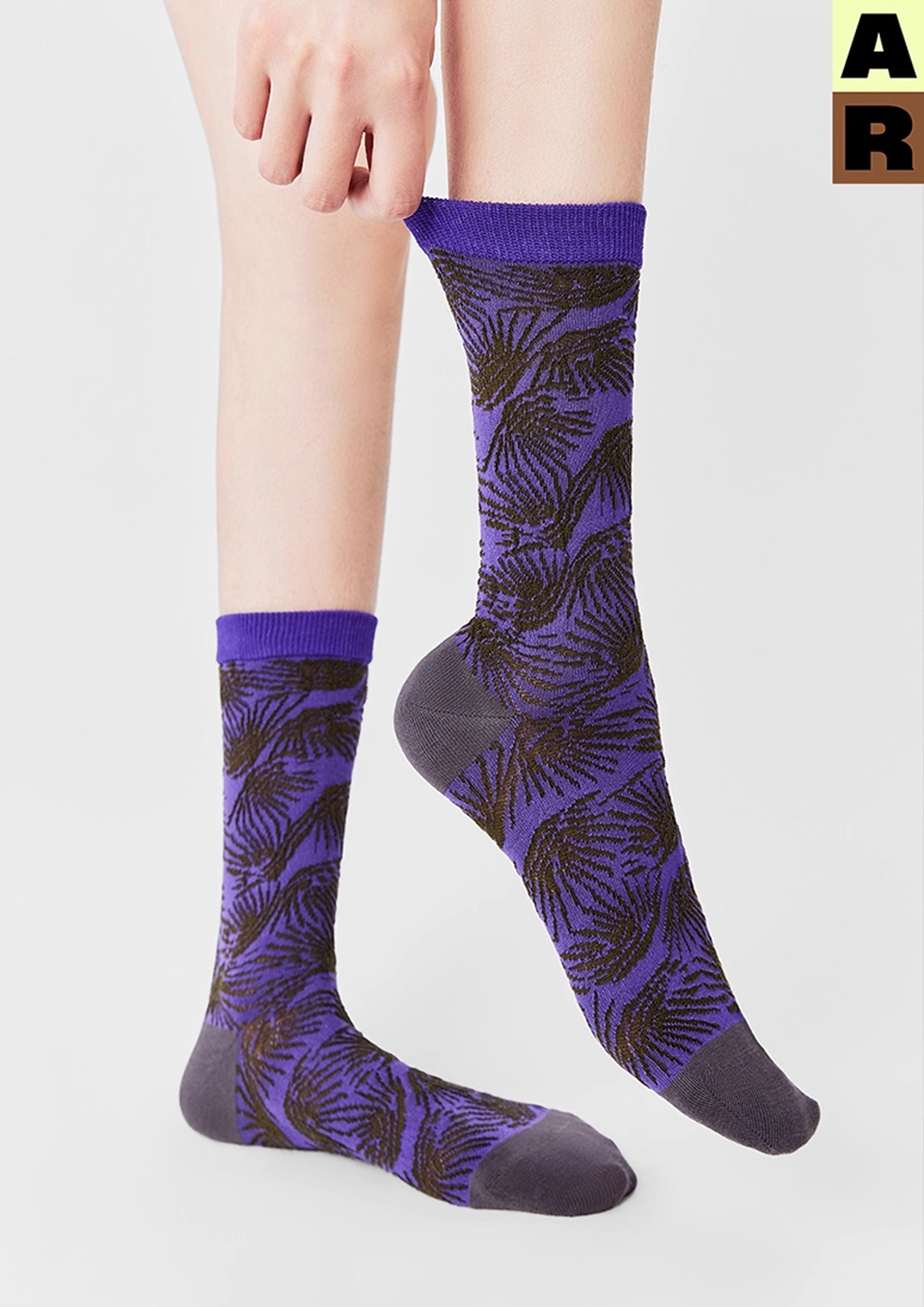 Floral mid-calf socks - purple