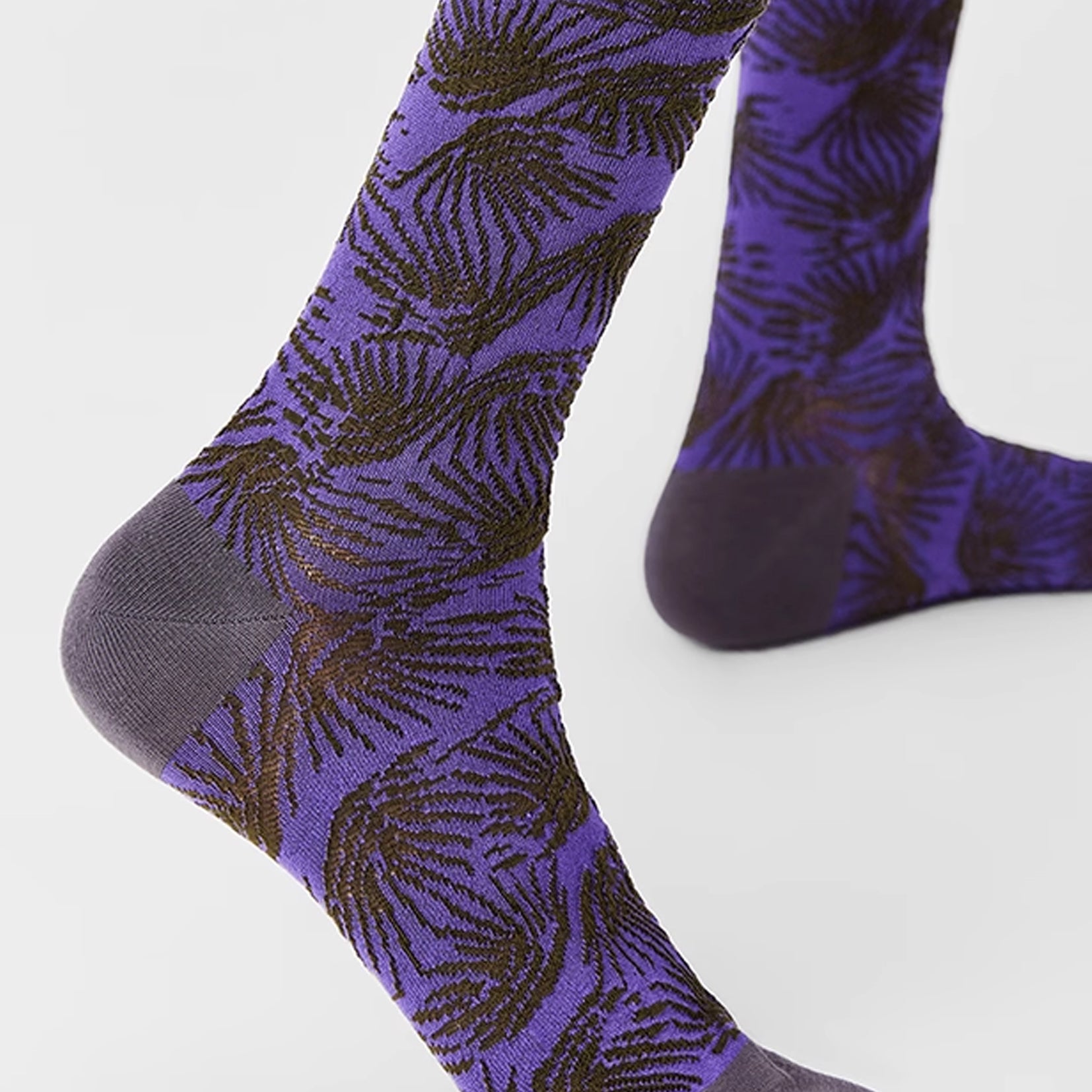 Floral mid-calf socks - purple