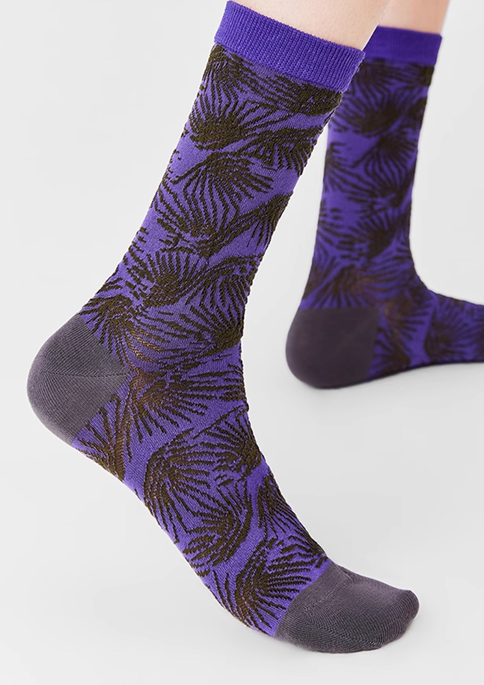 Floral mid-calf socks - purple