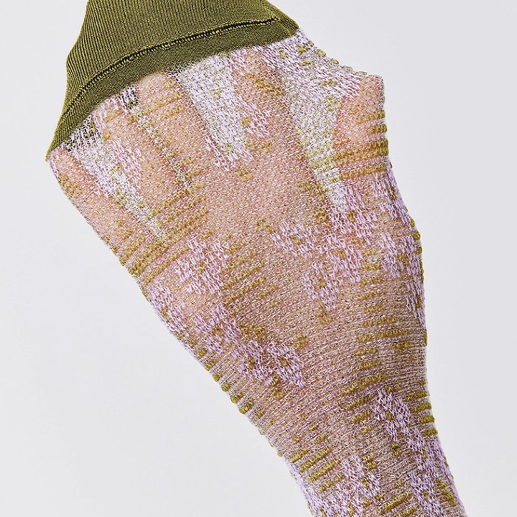Lace jacquard floral mid-calf socks - wisteria gold