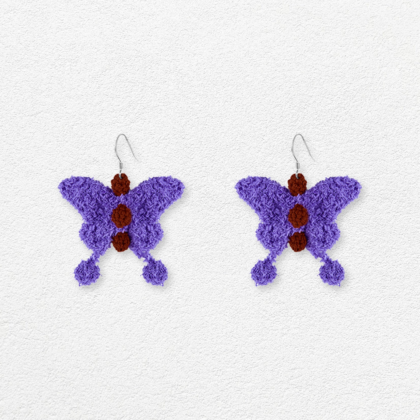 Butterfly crochet earrings - purple