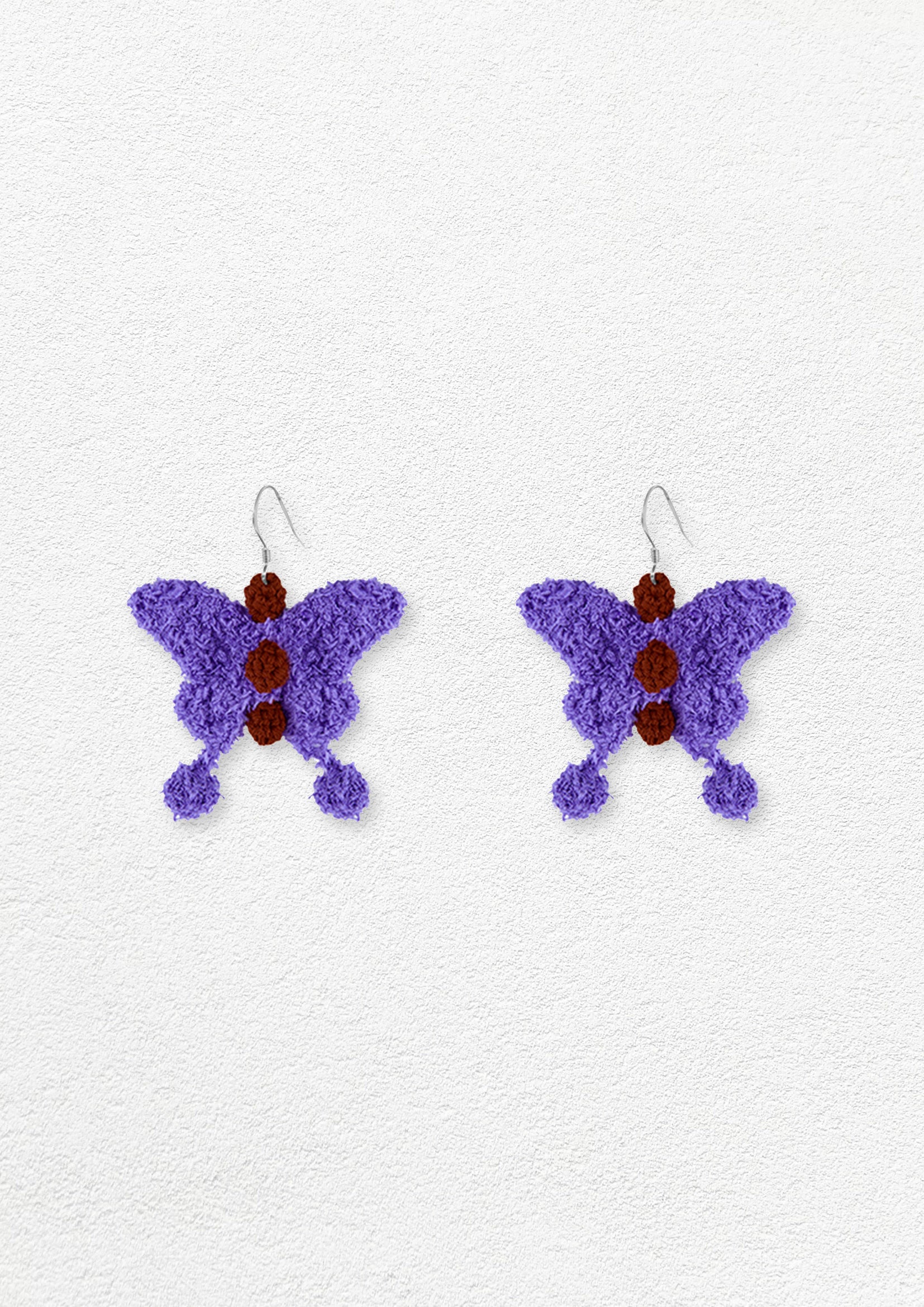 Butterfly crochet earrings - purple