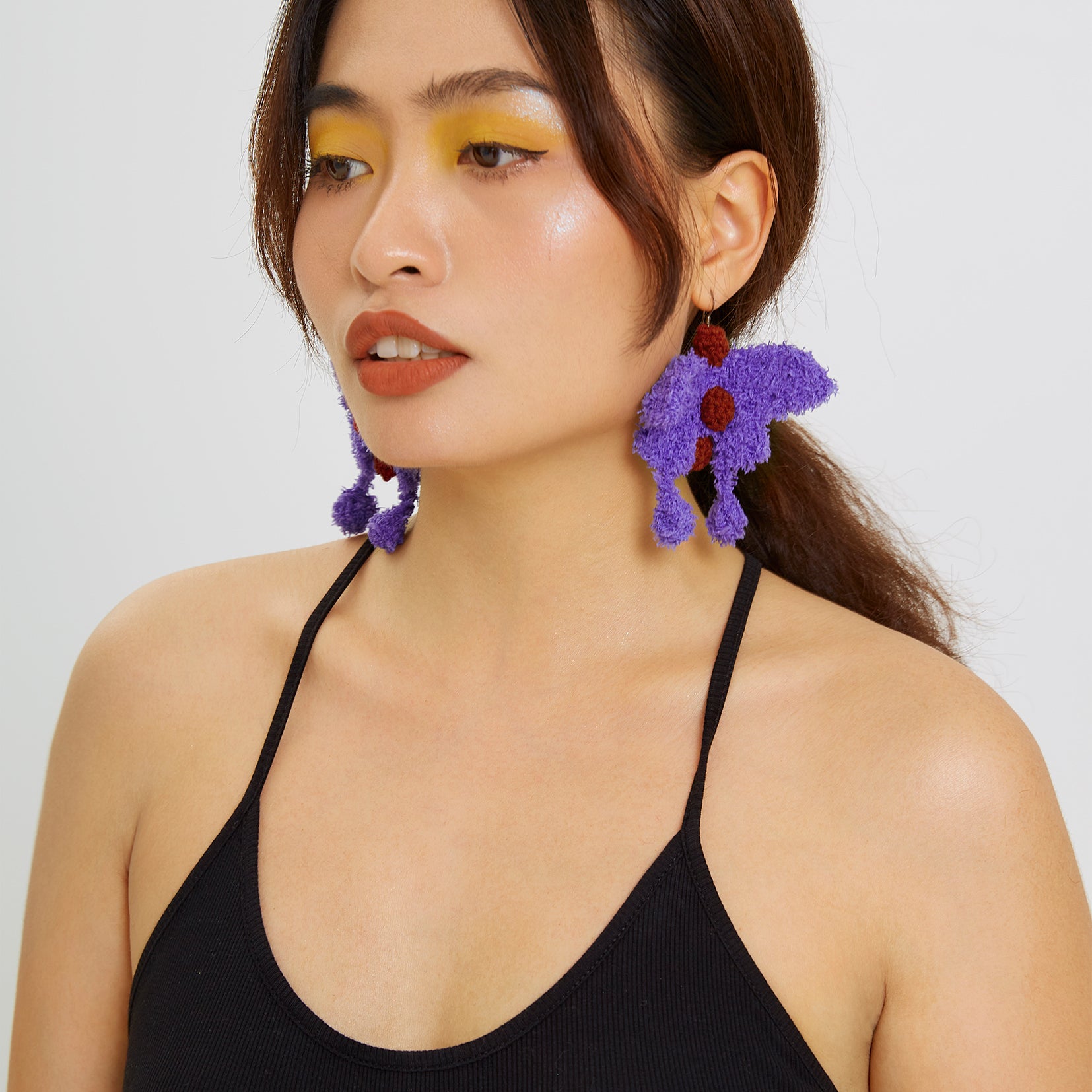 Butterfly crochet earrings - purple