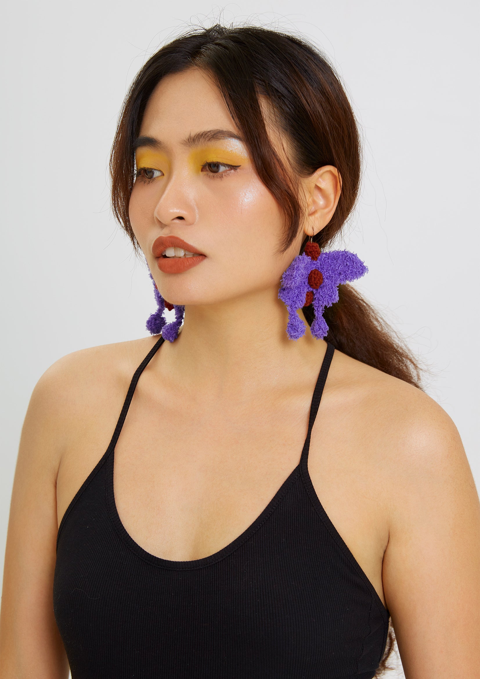 Butterfly crochet earrings - purple