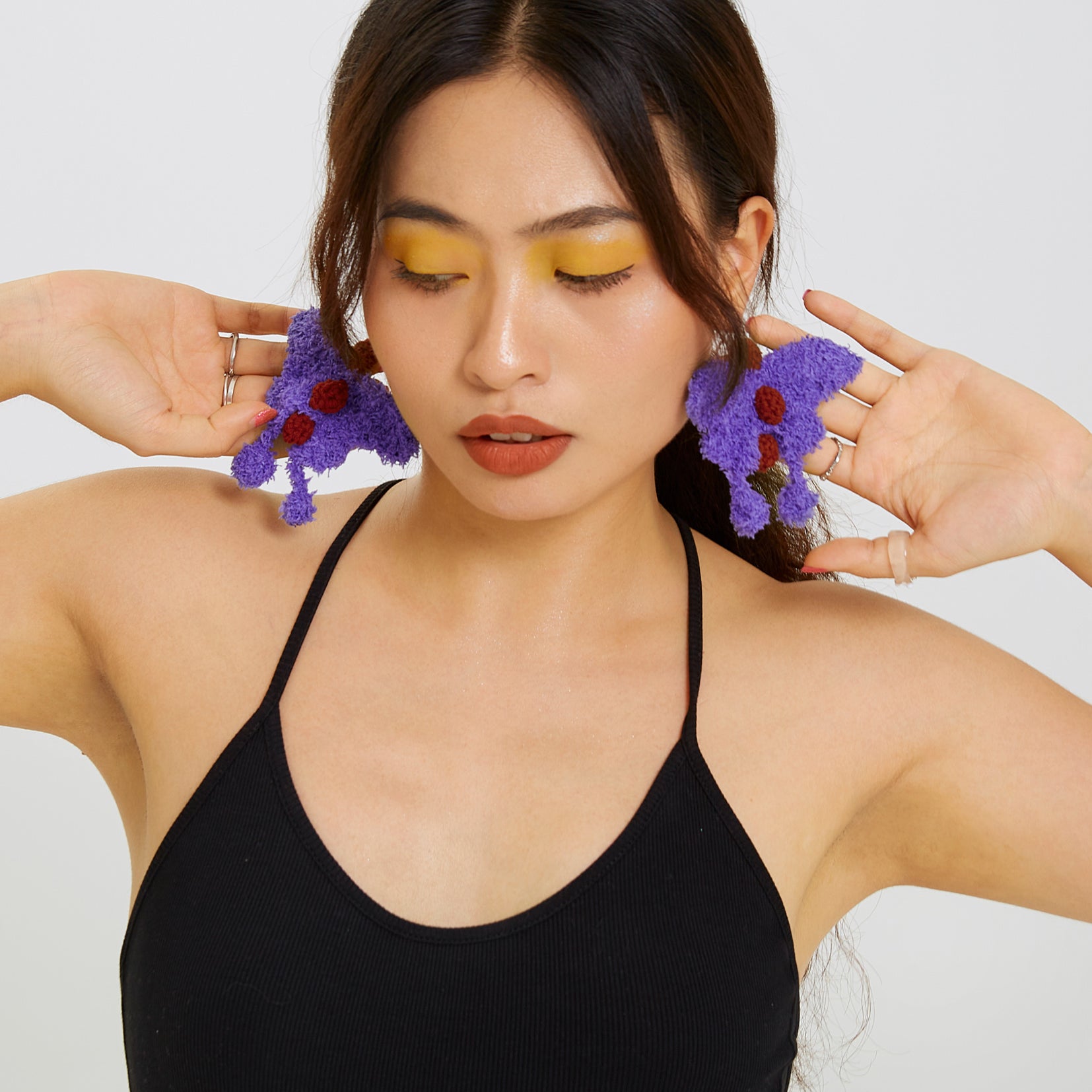 Butterfly crochet earrings - purple