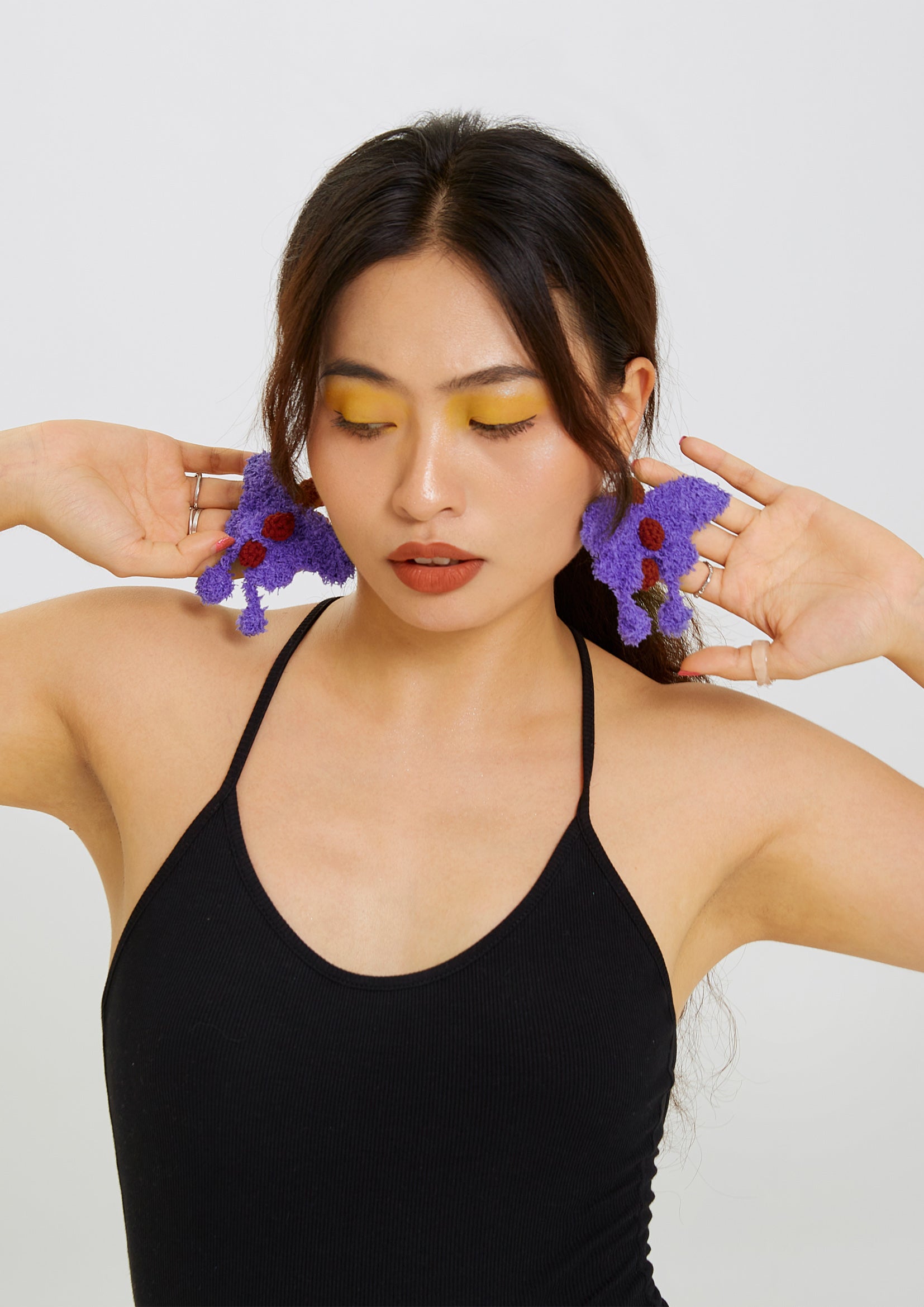 Butterfly crochet earrings - purple