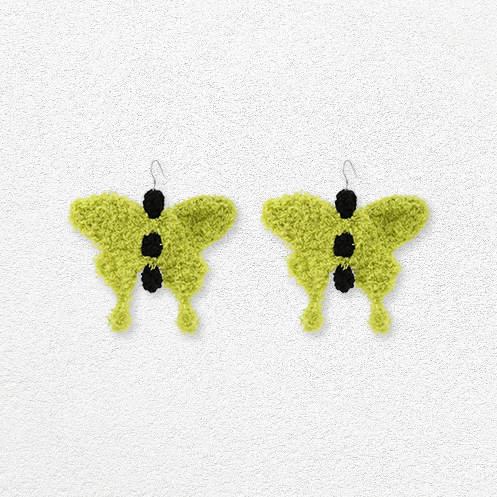 Butterfly crochet earrings - lime