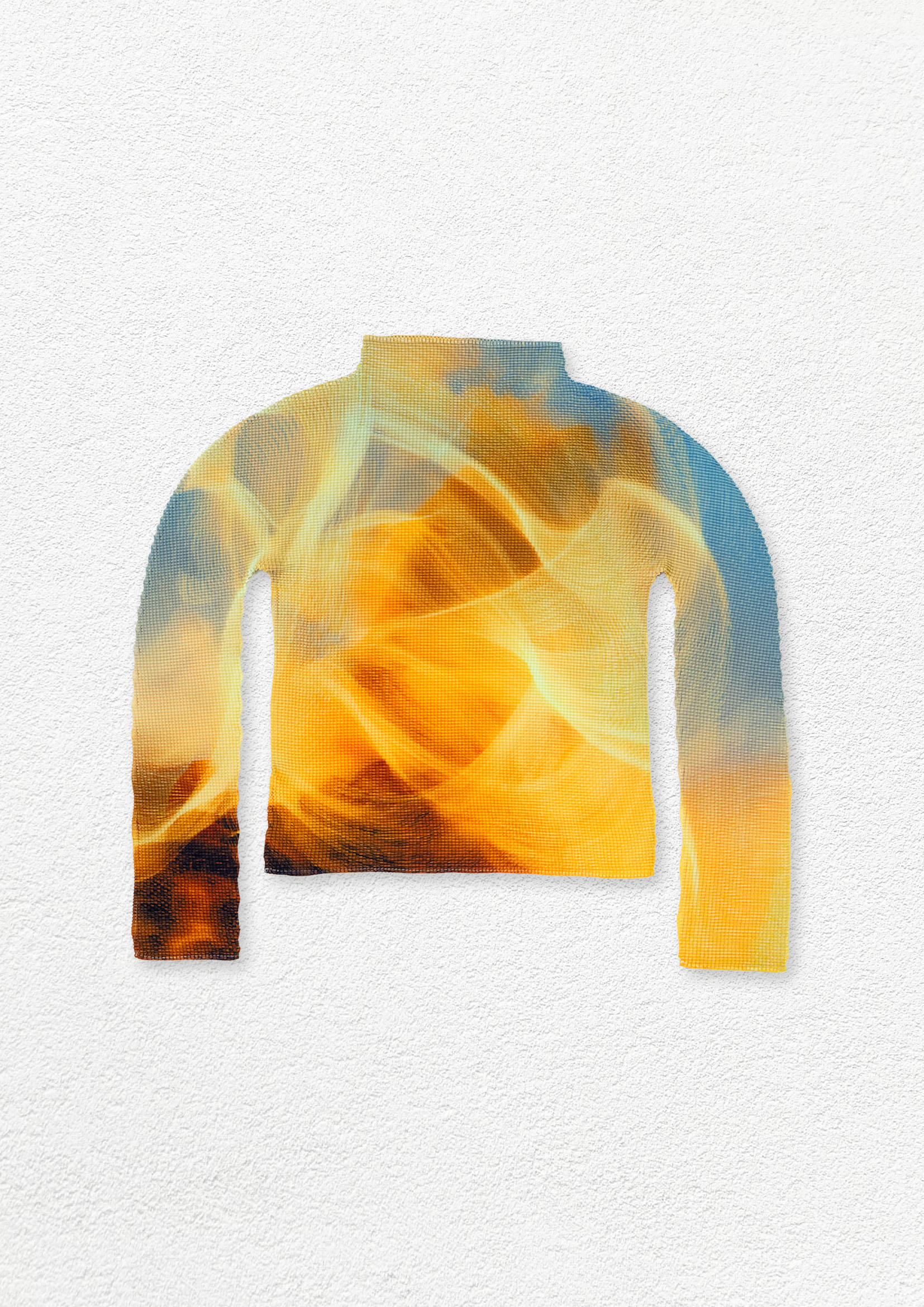 'Sandstorm' crinkle stretch tee - yellow