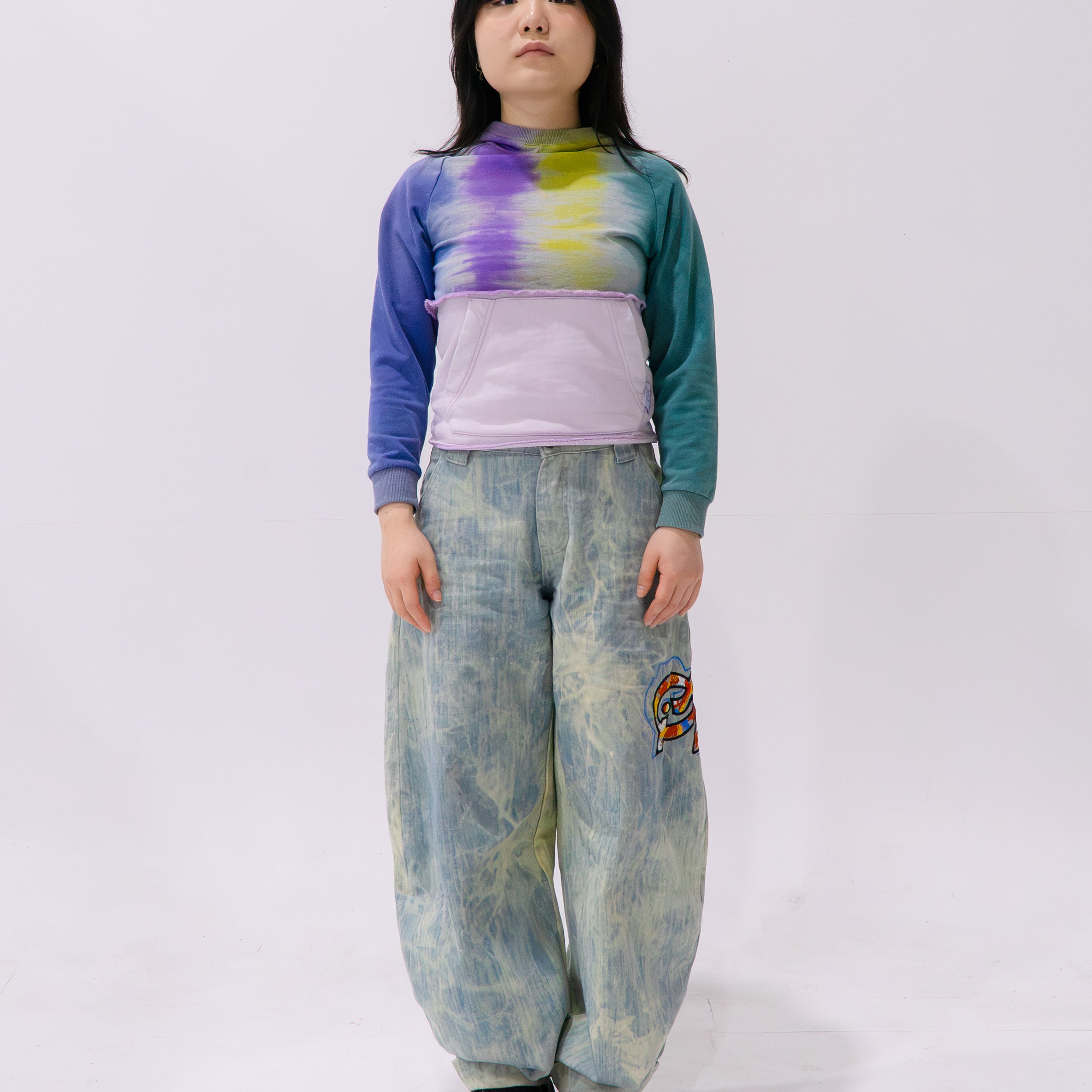 Reimagined upcycled hoodie - tie dye & pale pink