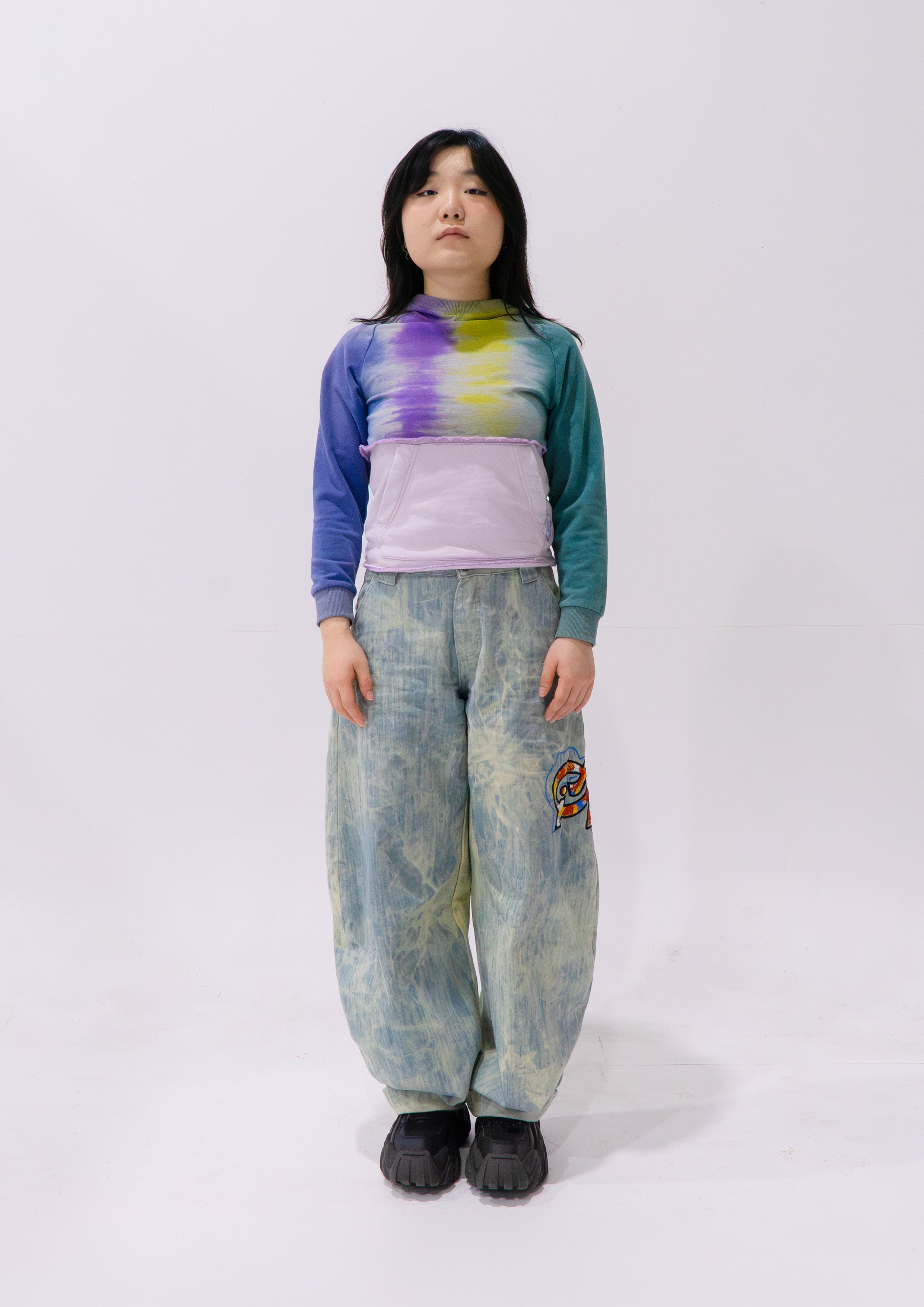 Reimagined upcycled hoodie - tie dye & pale pink