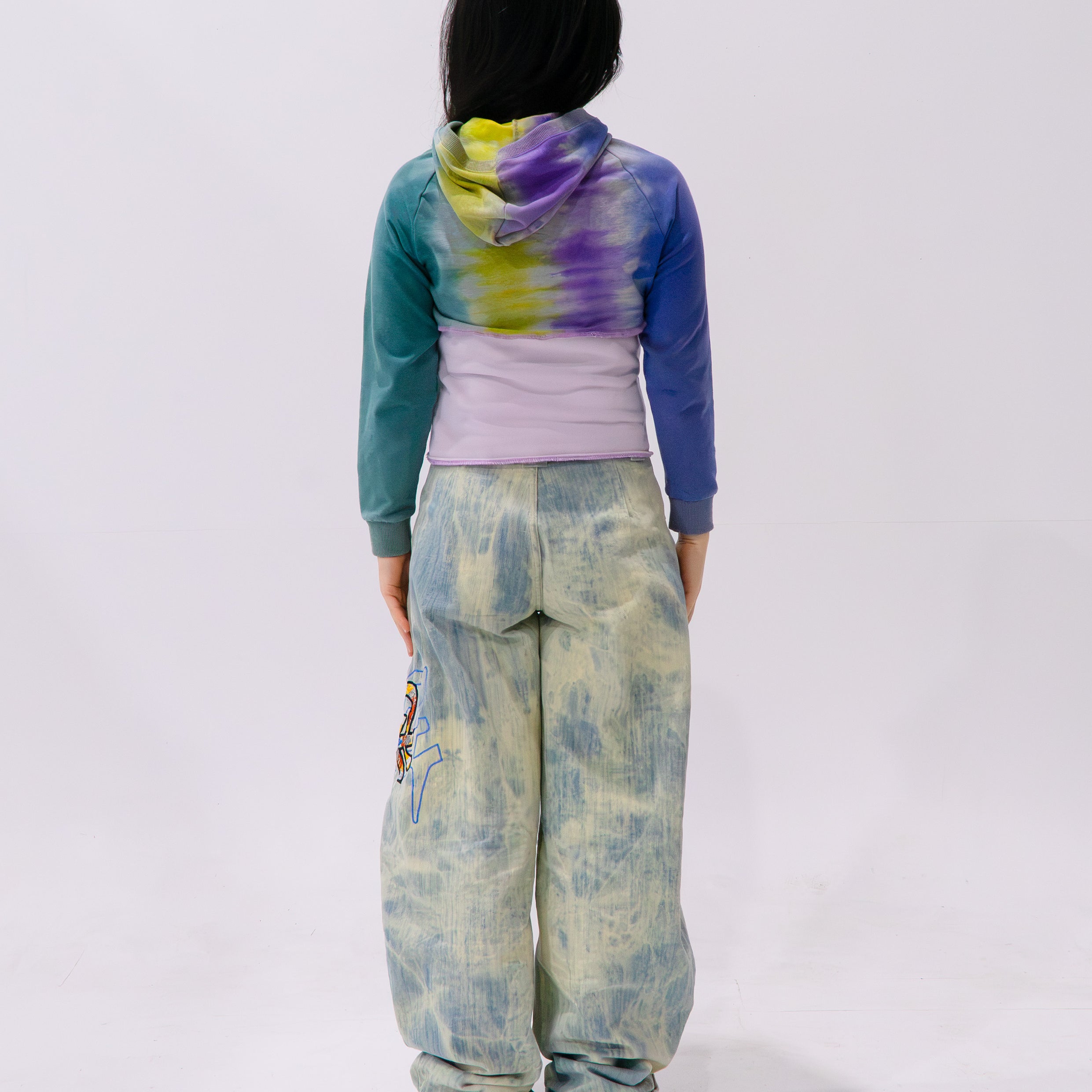Reimagined upcycled hoodie - tie dye & pale pink