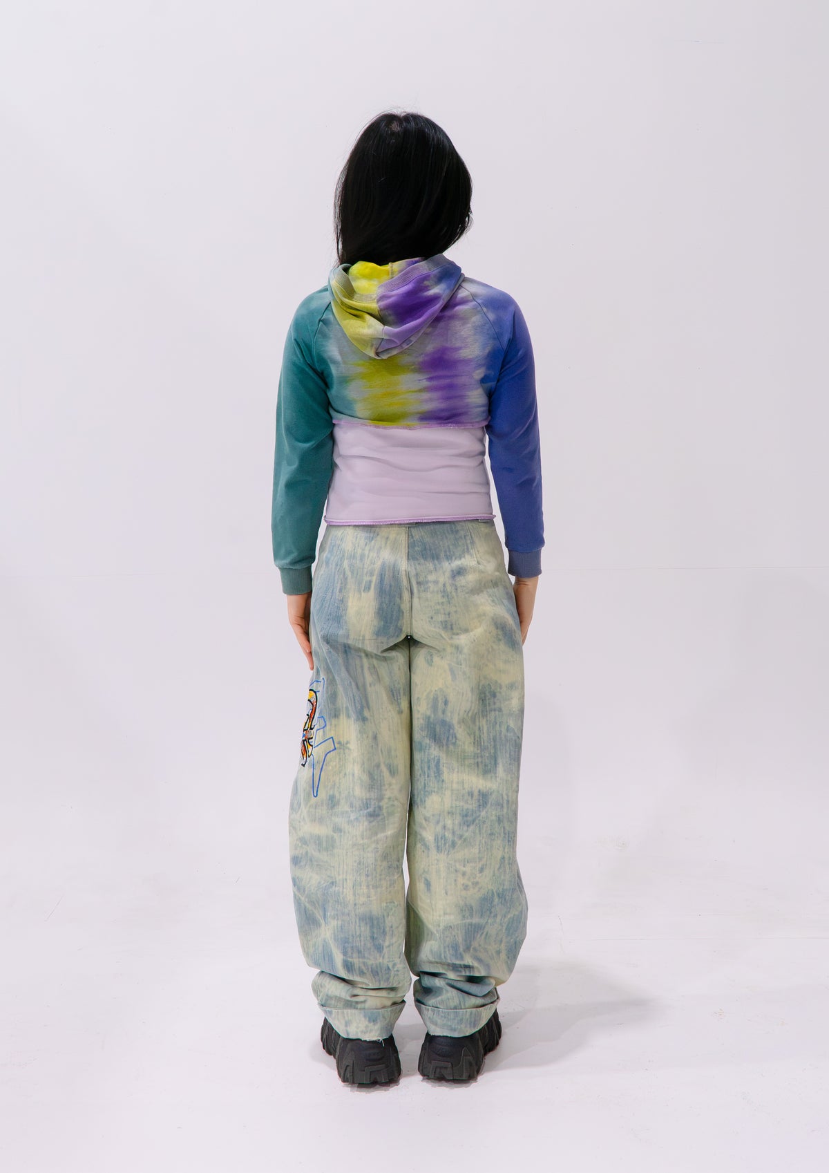 Reimagined upcycled hoodie - tie dye & pale pink
