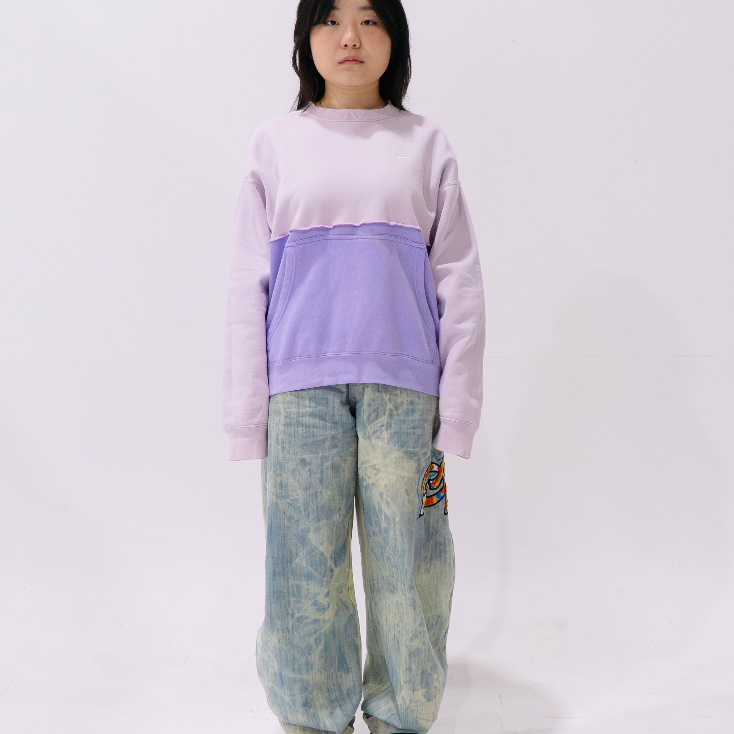 Reimagined upcycled jumper - pale pink & lavender