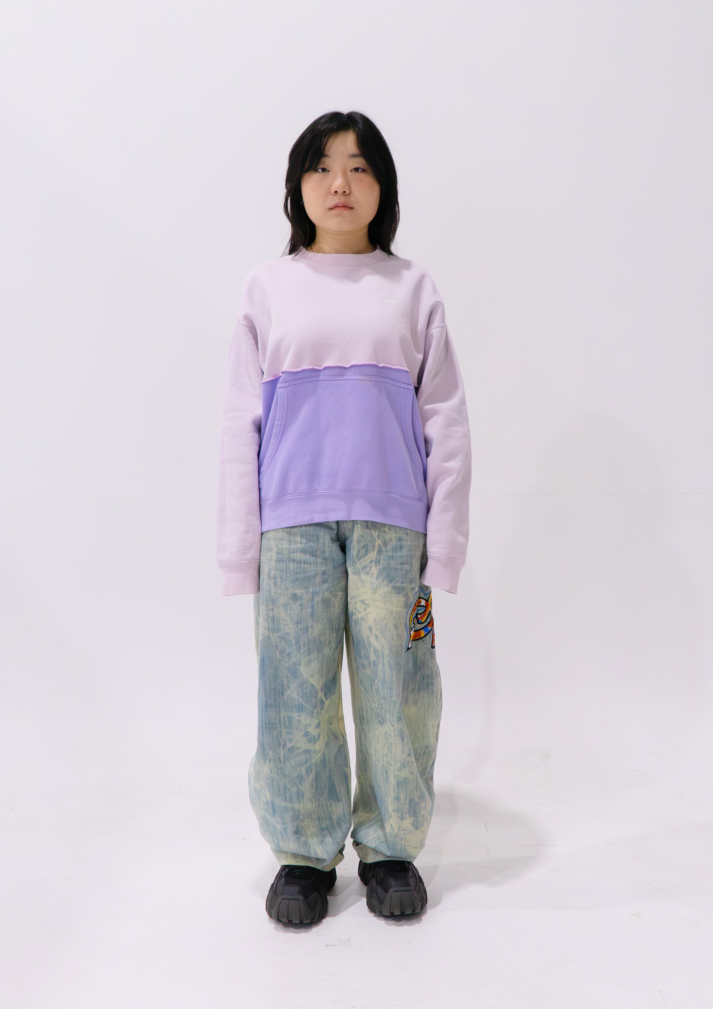 Reimagined upcycled jumper - pale pink & lavender