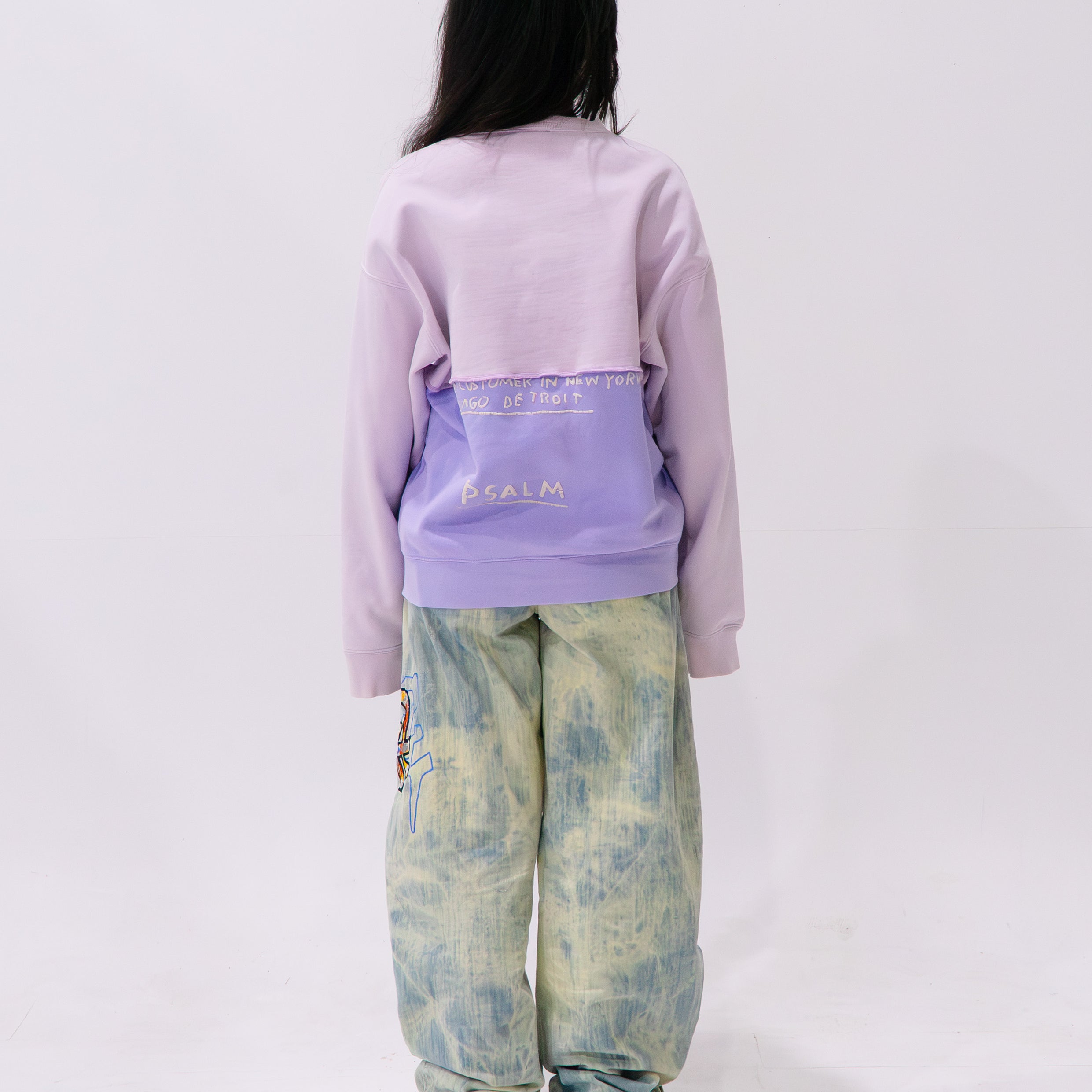 Reimagined upcycled jumper - pale pink & lavender