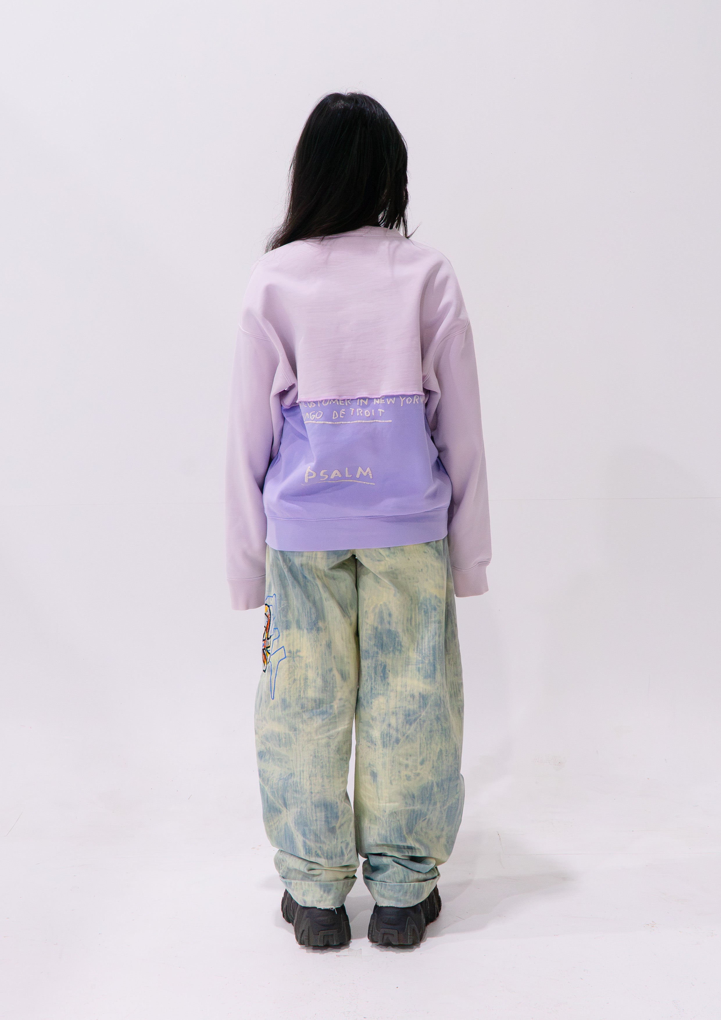 Reimagined upcycled jumper - pale pink & lavender