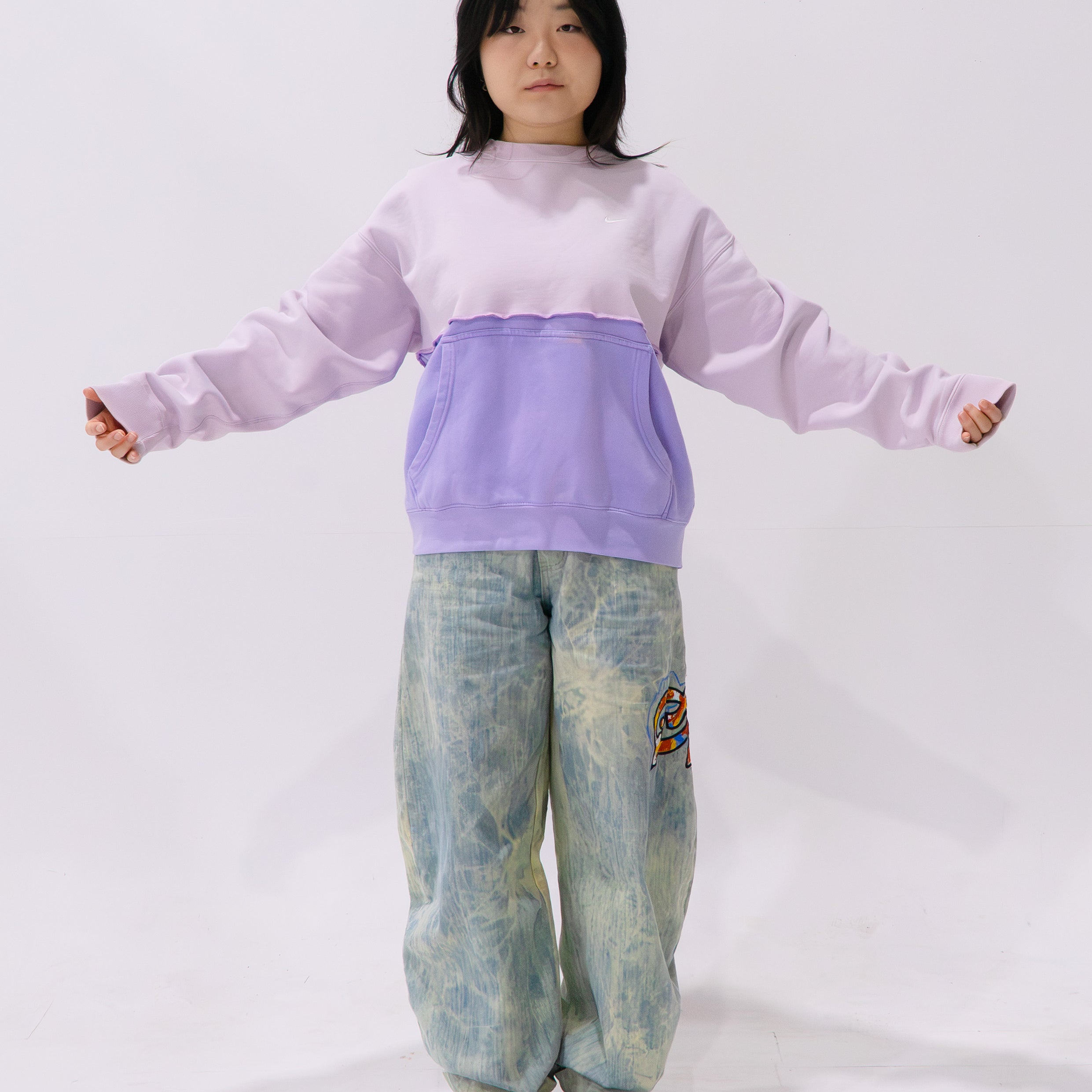 Reimagined upcycled jumper - pale pink & lavender