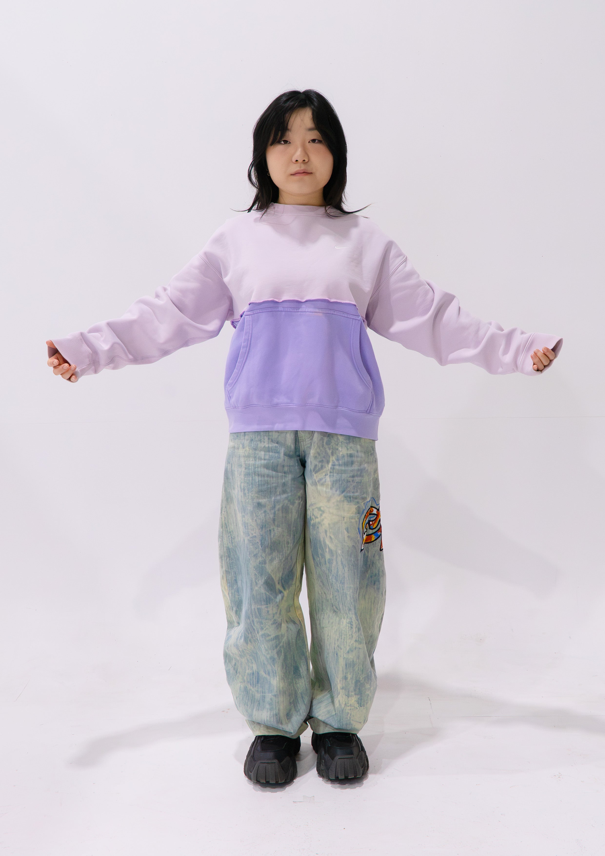 Reimagined upcycled jumper - pale pink & lavender