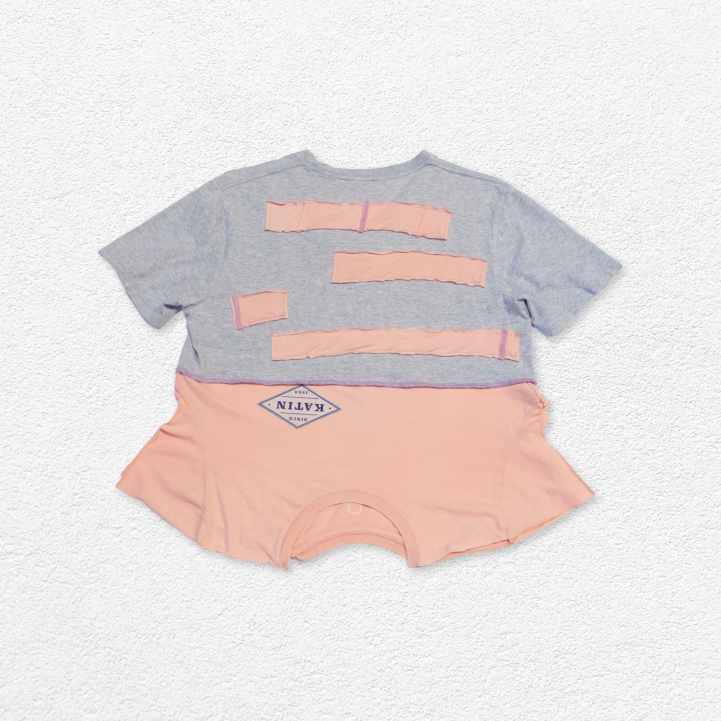 Reimagined upcycled tee - grey & peach