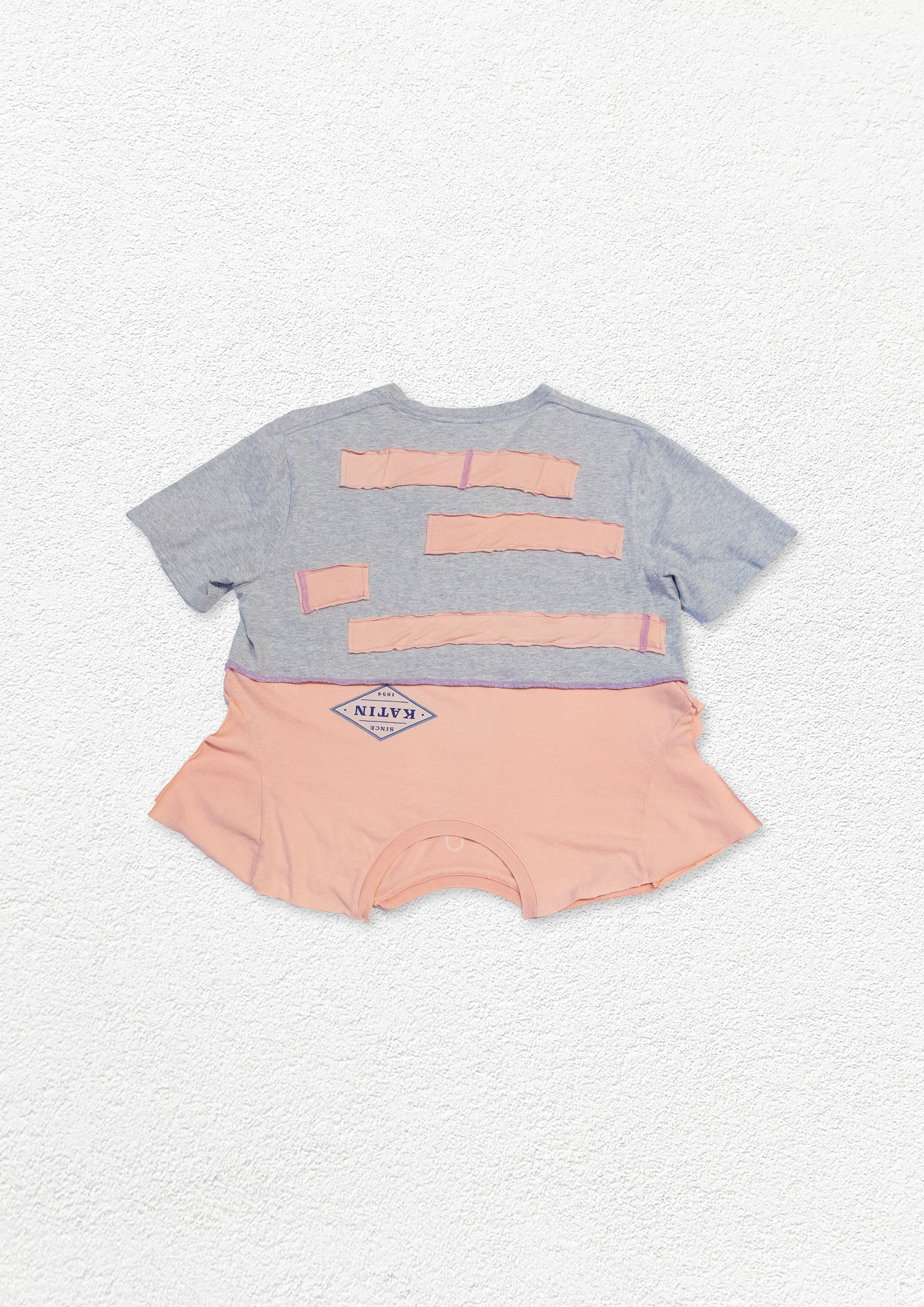 Reimagined upcycled tee - grey & peach
