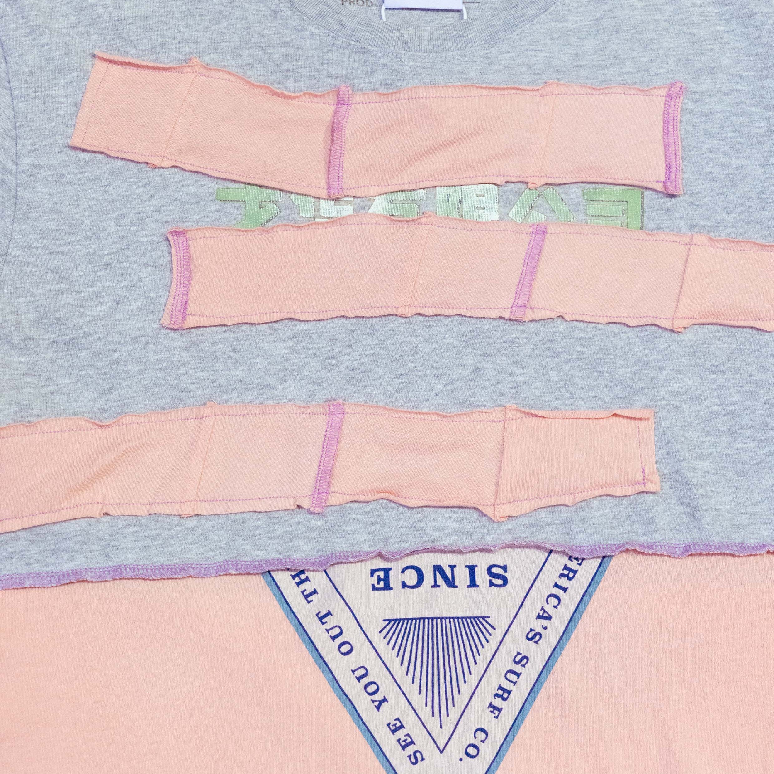Reimagined upcycled tee - grey & peach