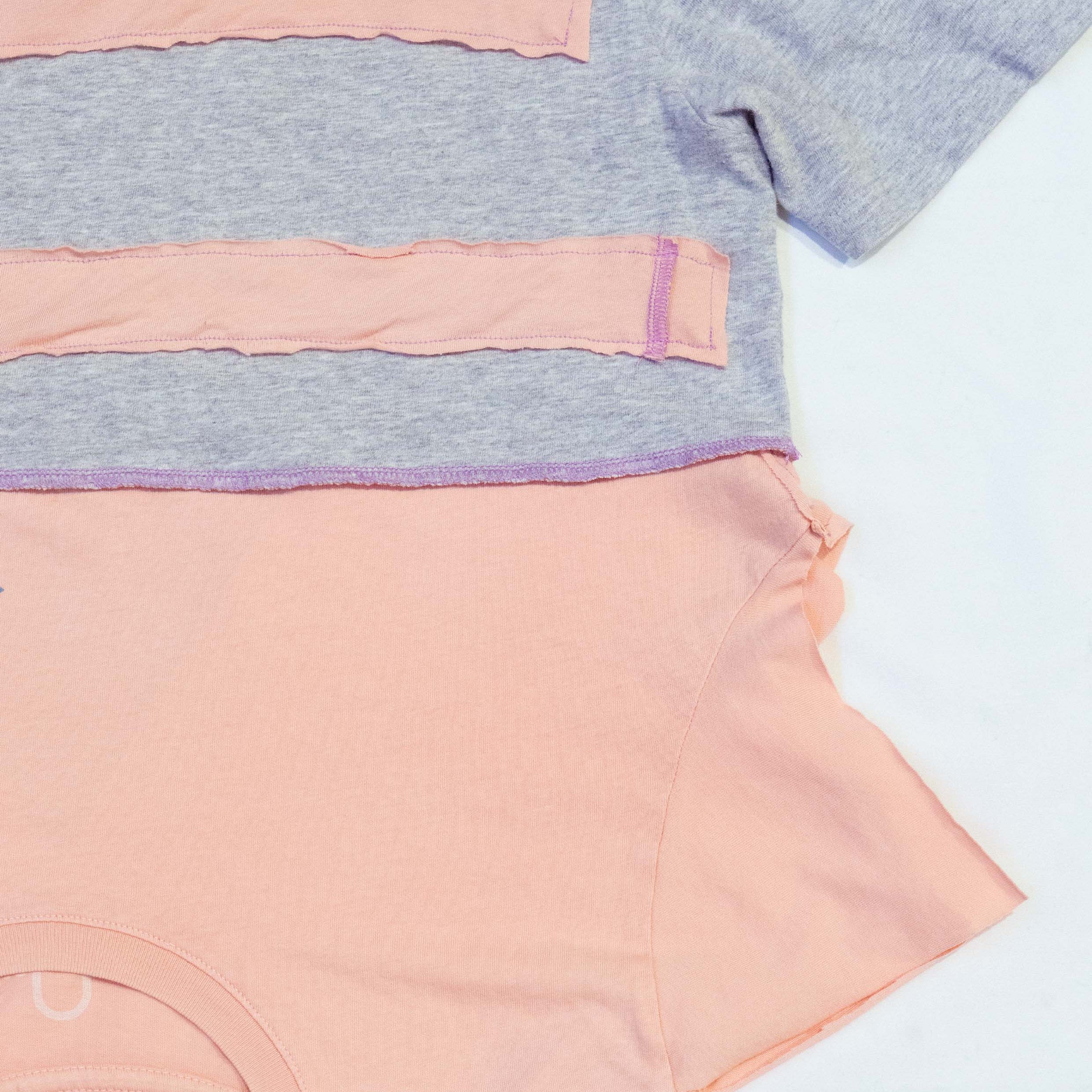 Reimagined upcycled tee - grey & peach