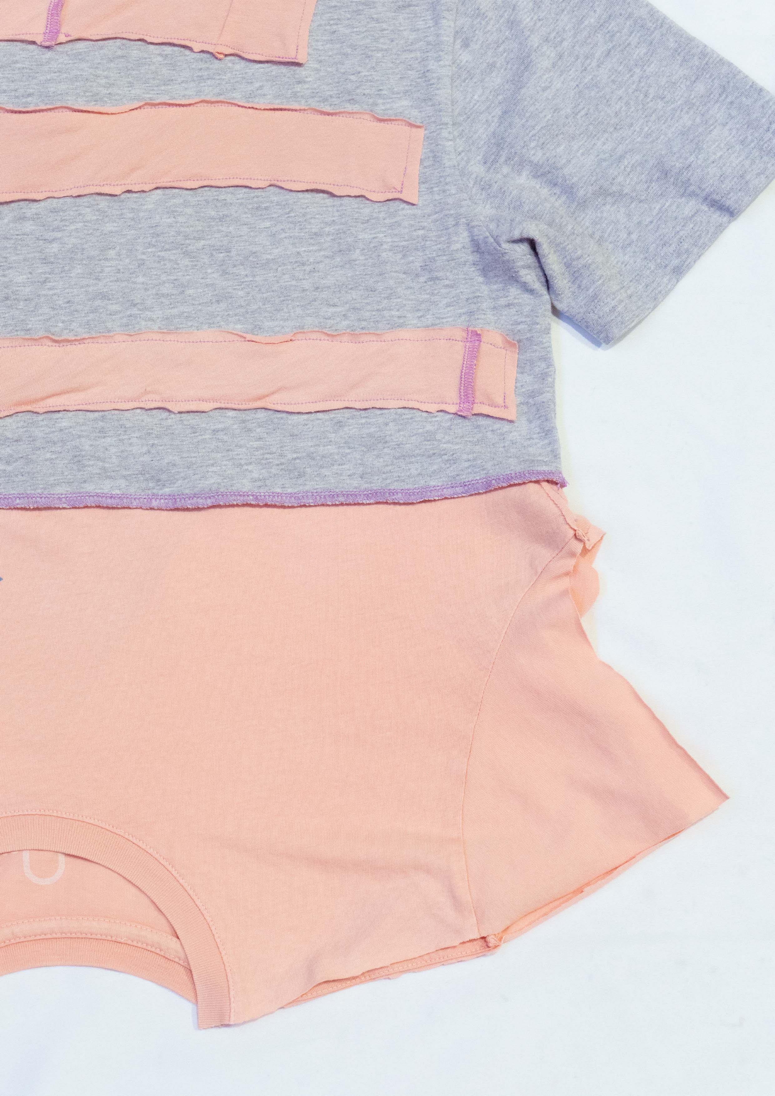 Reimagined upcycled tee - grey & peach