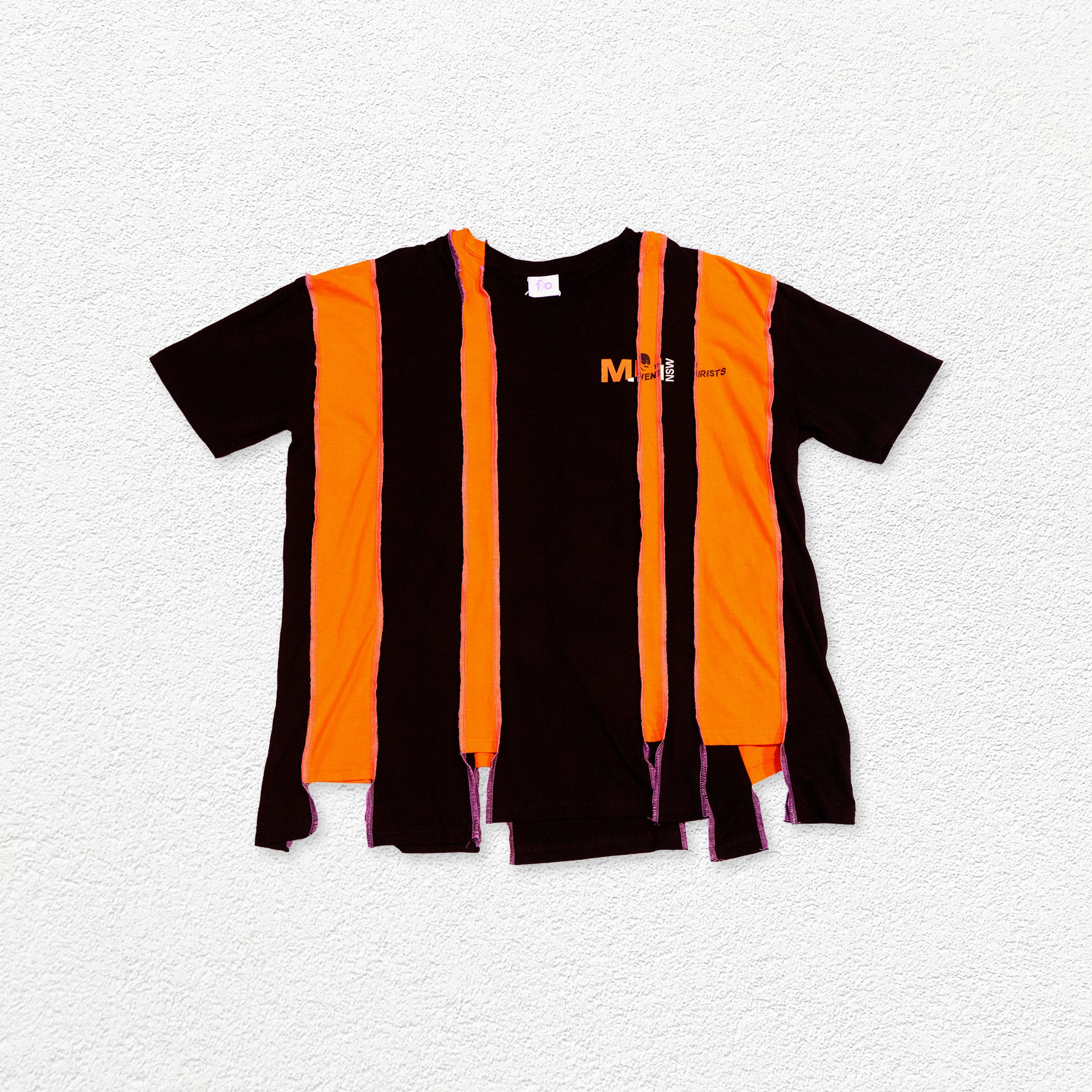 Reimagined upcycled tee - black & orange