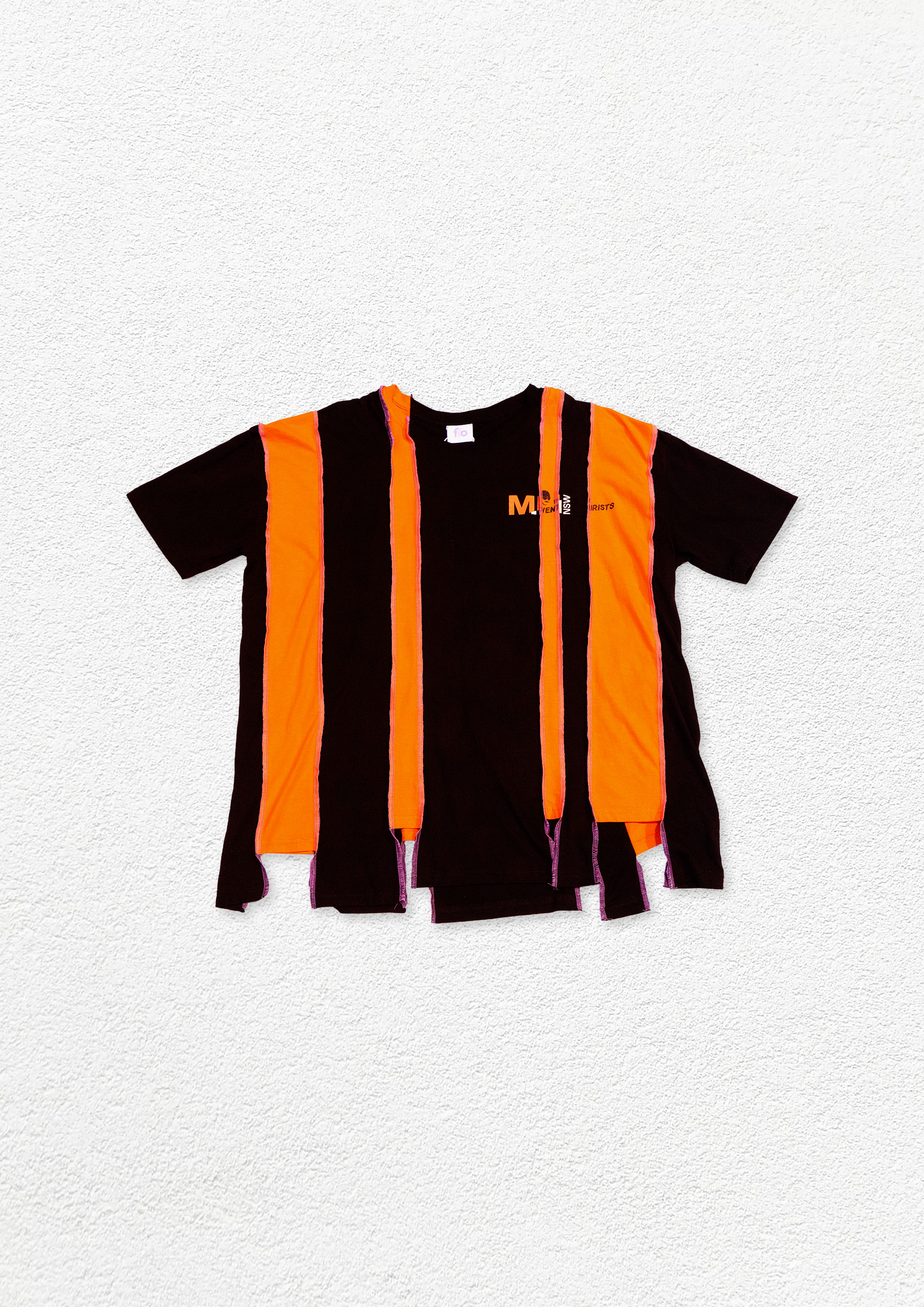 Reimagined upcycled tee - black & orange