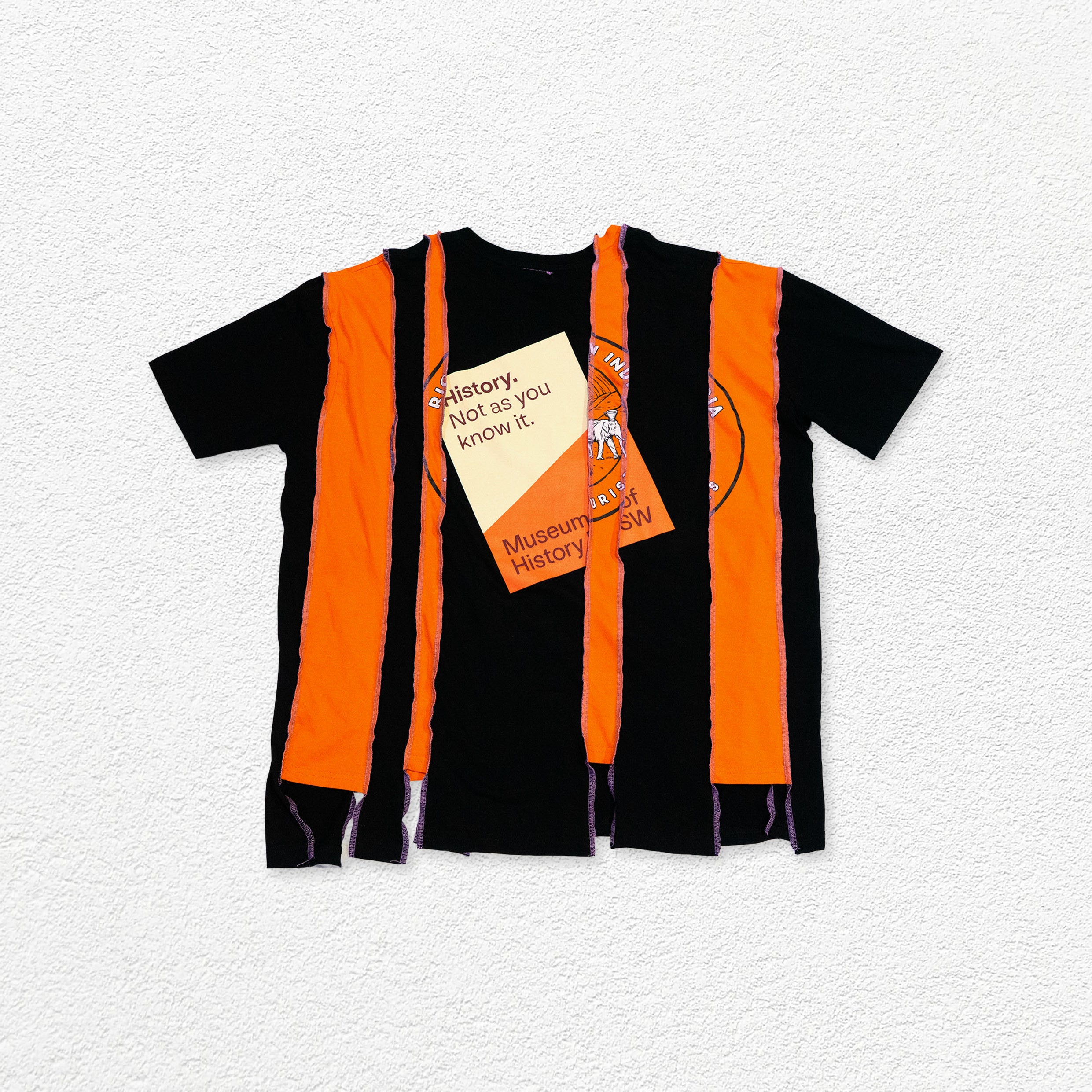 Reimagined upcycled tee - black & orange
