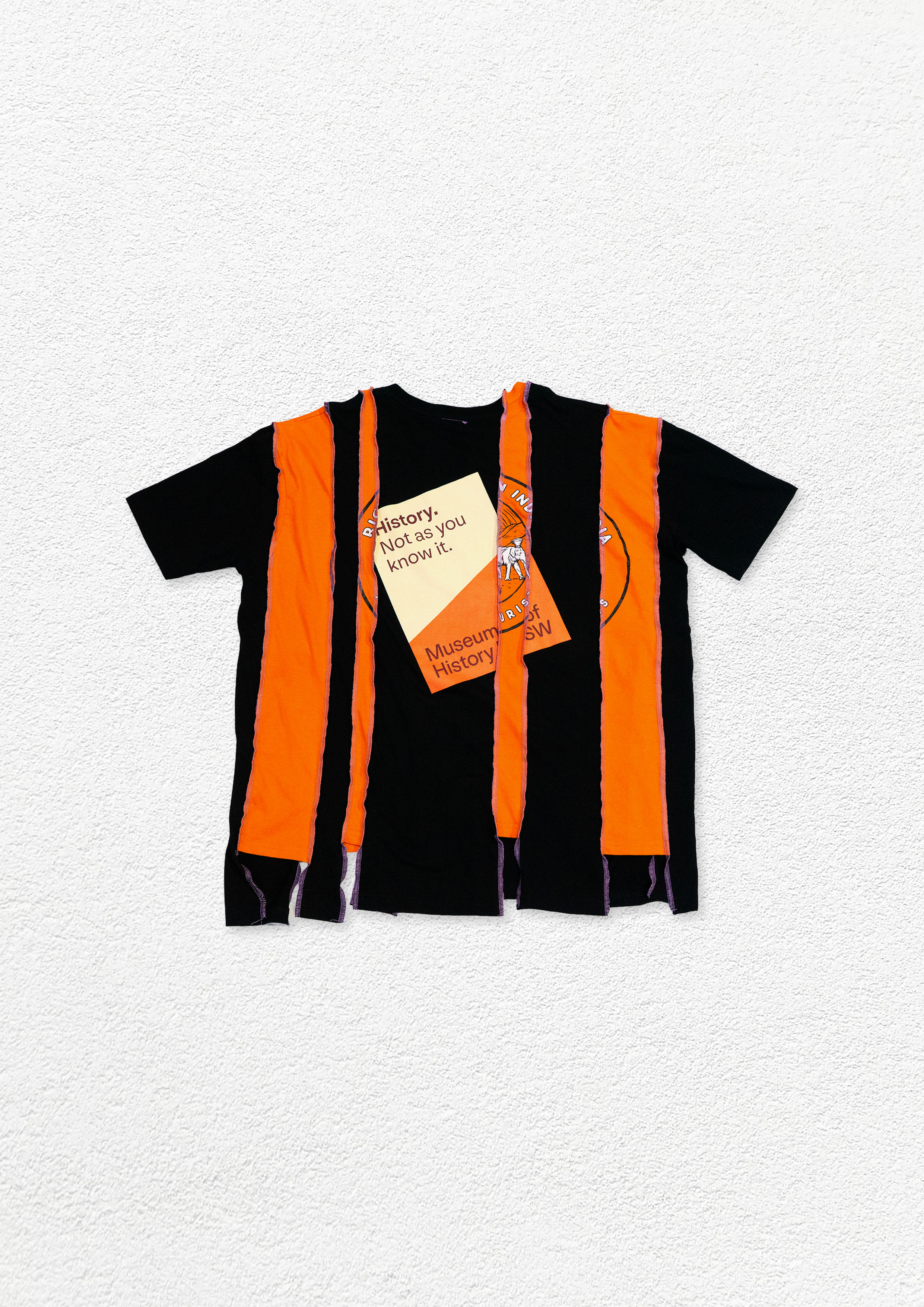 Reimagined upcycled tee - black & orange