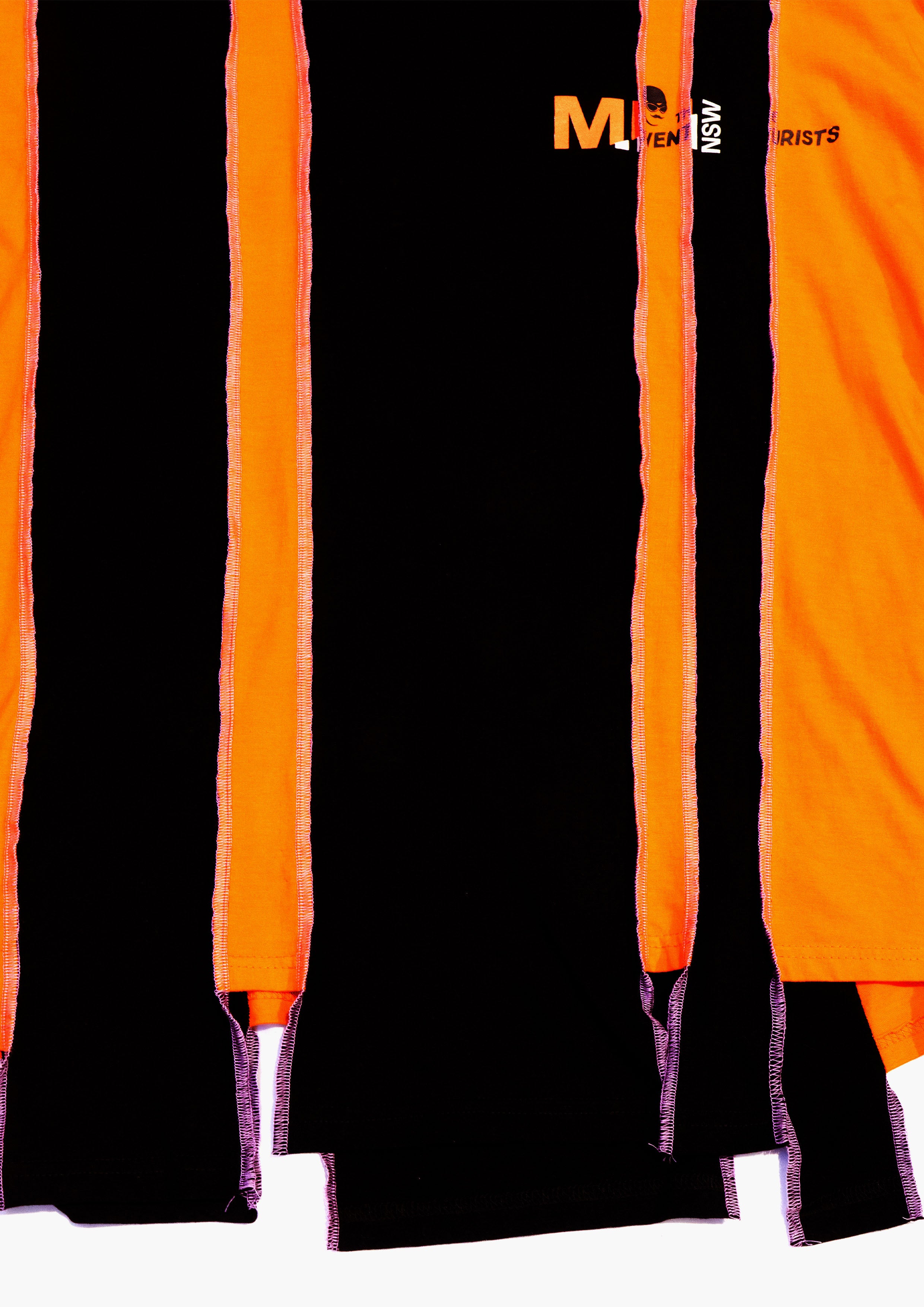 Reimagined upcycled tee - black & orange