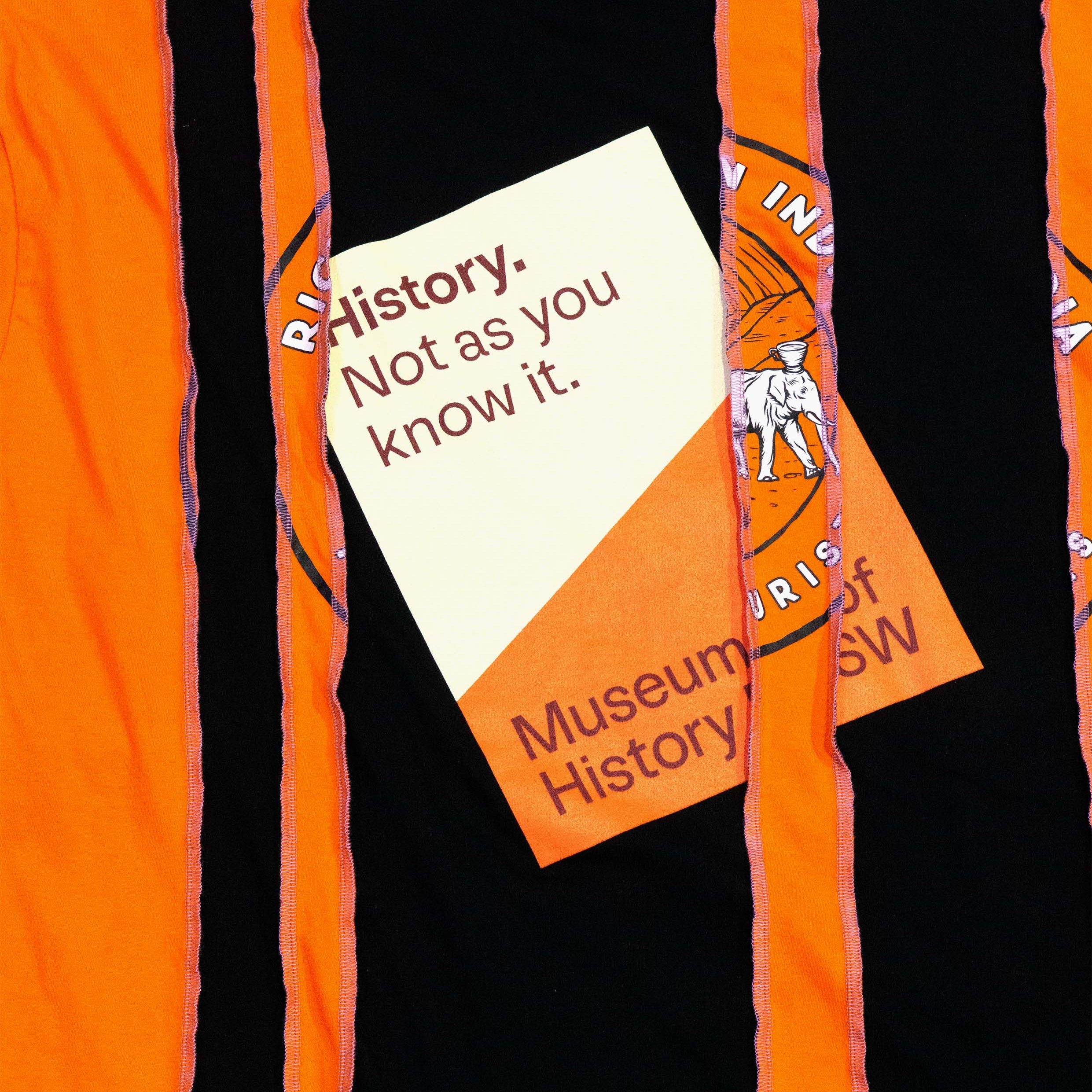 Reimagined upcycled tee - black & orange